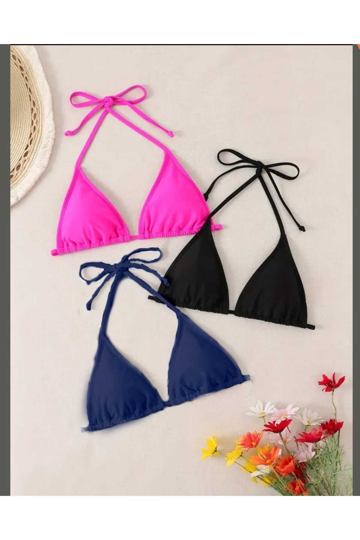 nuriçgiyim 3lü karmaşık renkbikini üstü set