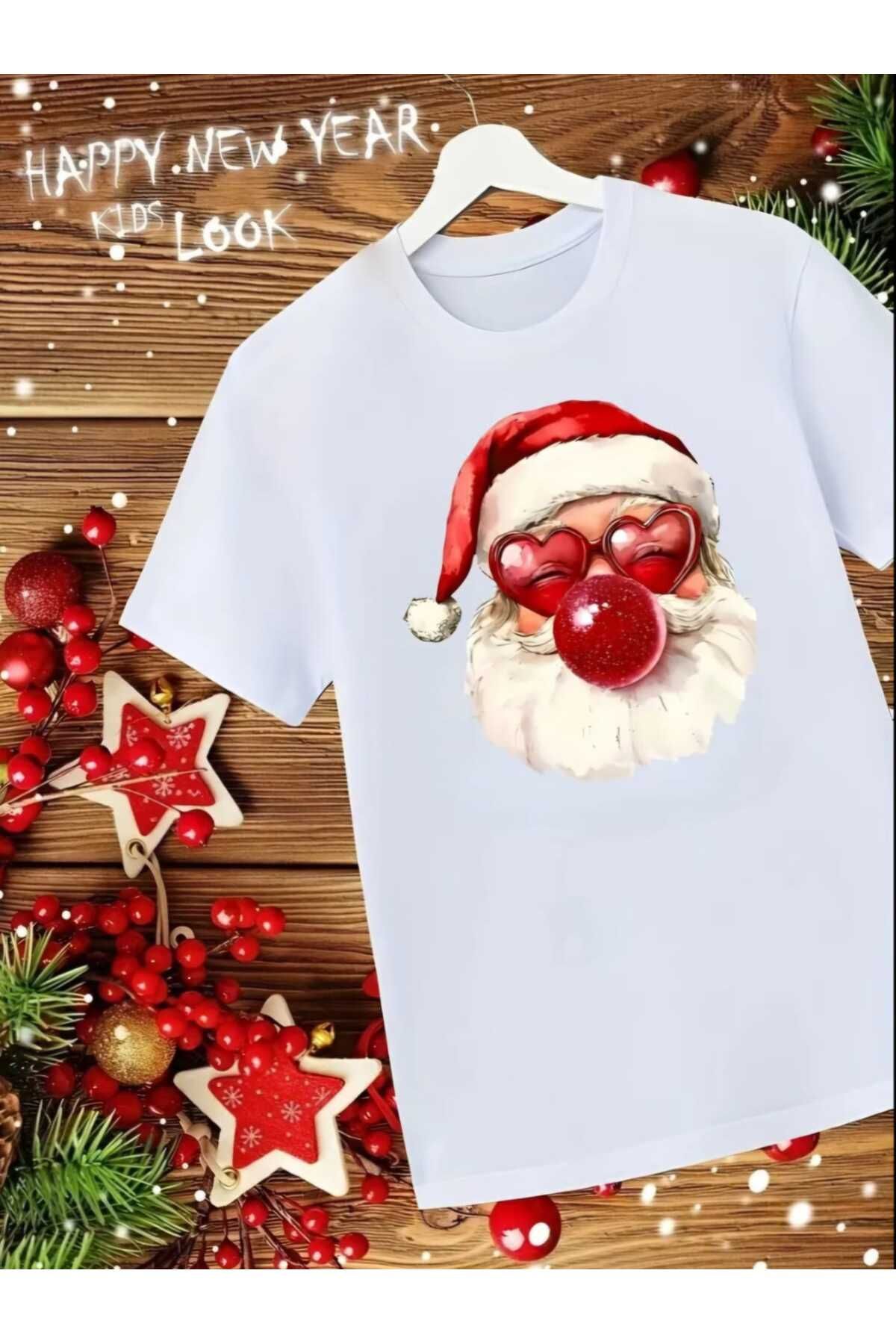 Yeni Noel Christmas Yılbaşı Baskılı Oversize Salaş Boyfriend T-shirt Unisex