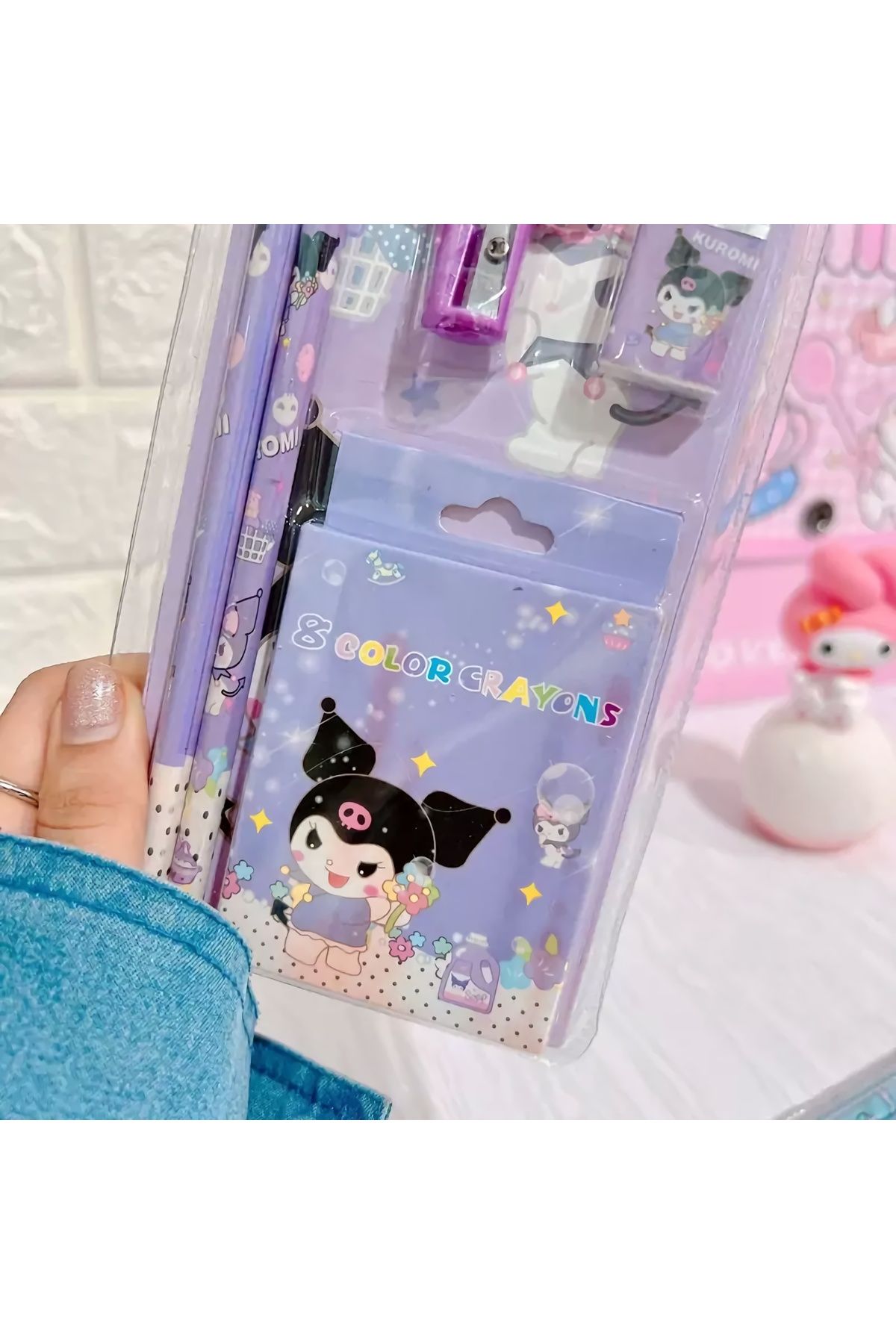 Sanrio Kuromi My Melody Cinnamoroll Kırtasiye Seti 12 Parça Kuromi Kırtasiye Seti