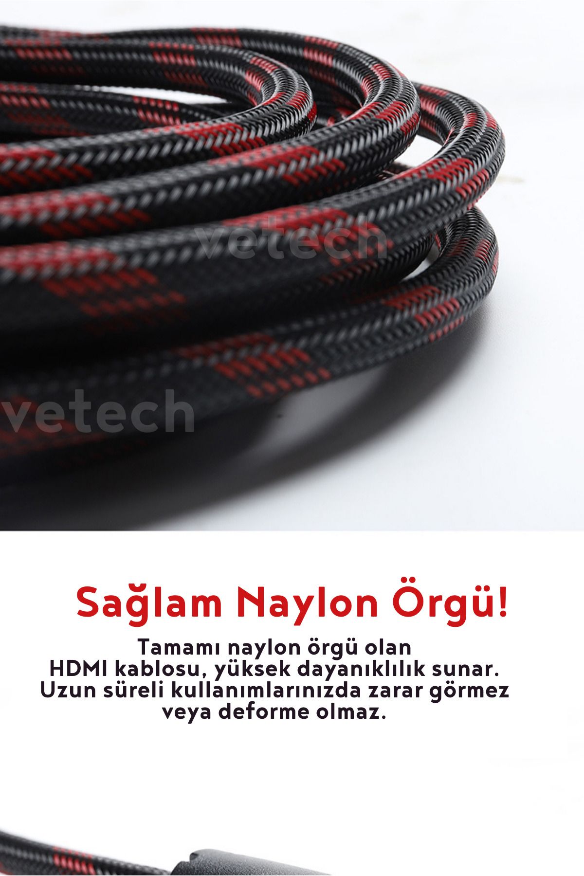 HDMI Kablo 1.5 Metre Örgü Sargılı Dayanıklı Full HD Televizyon / Monitör / TV Hdmi Kablosu