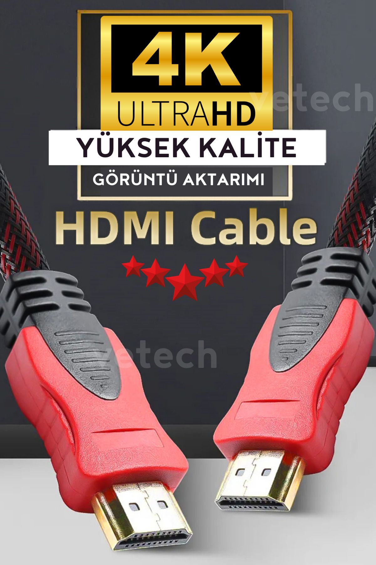 HDMI Kablo 1.5 Metre Örgü Sargılı Dayanıklı Full HD Televizyon / Monitör / TV Hdmi Kablosu