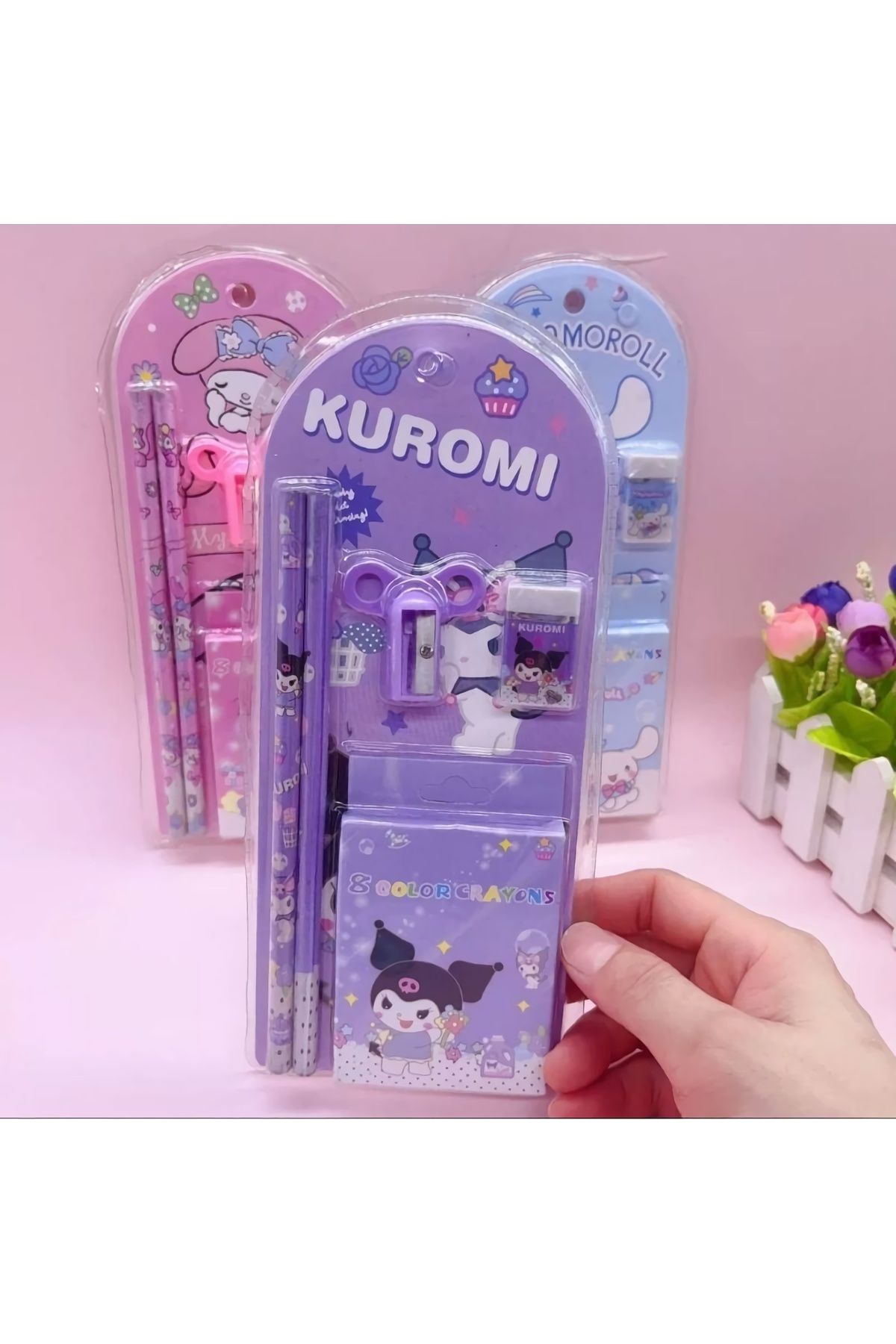 Sanrio Kuromi My Melody Cinnamoroll Kırtasiye Seti 12 Parça Kuromi Kırtasiye Seti