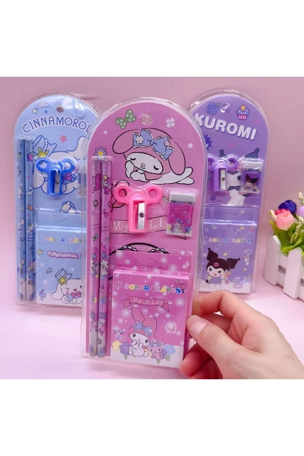 Sanrio My Melody Cinnamoroll Kuromi Kırtasiye Seti 12 Parça My Melody Kırtasiye Seti