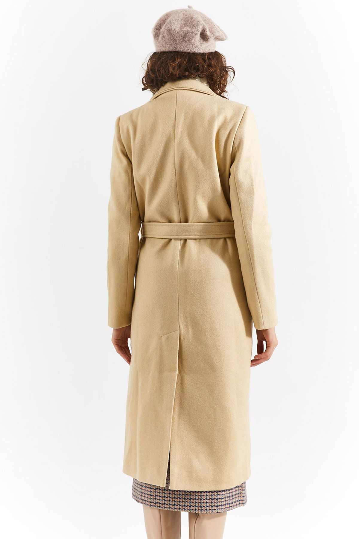 Kaşe Trenchcoat Model Kaban Bej