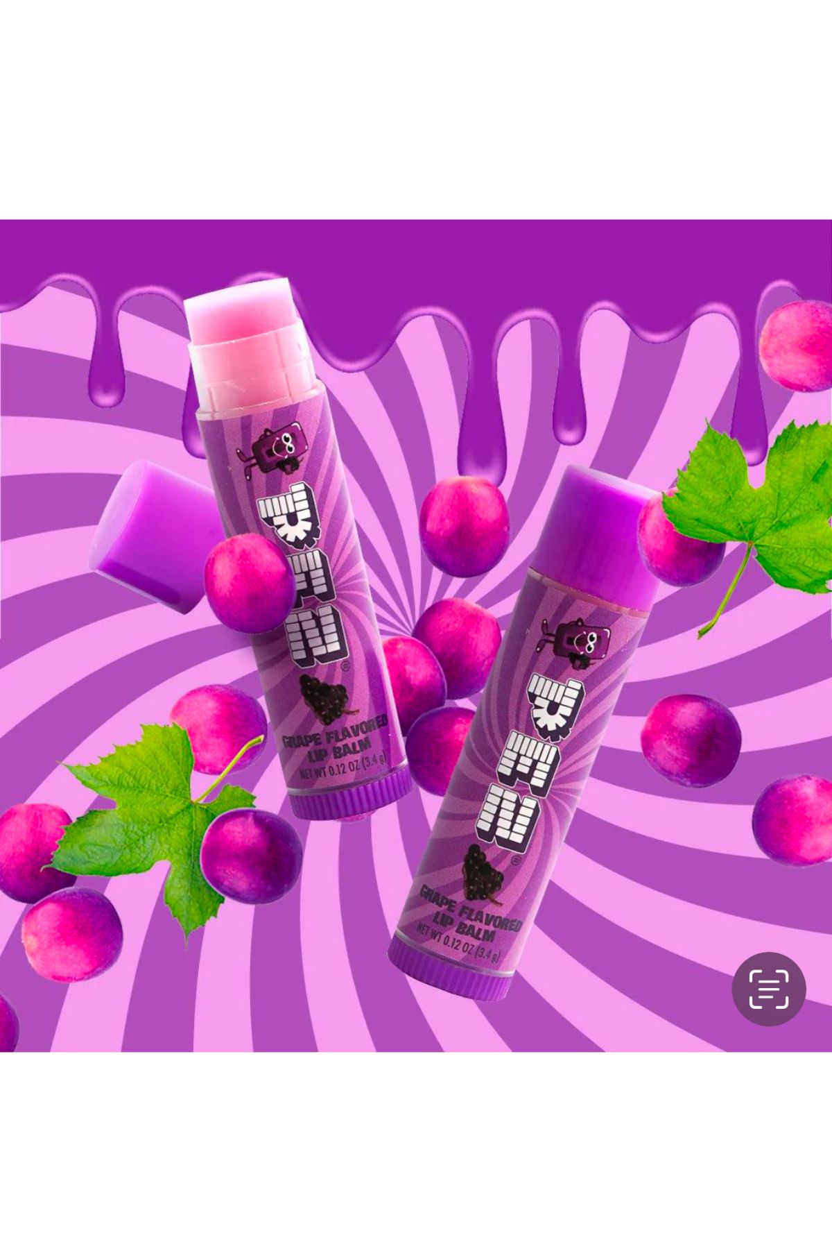 PEZ Grape Flavored Lip Balms 3,4g. Aromalı Dudak Bakım Kremi