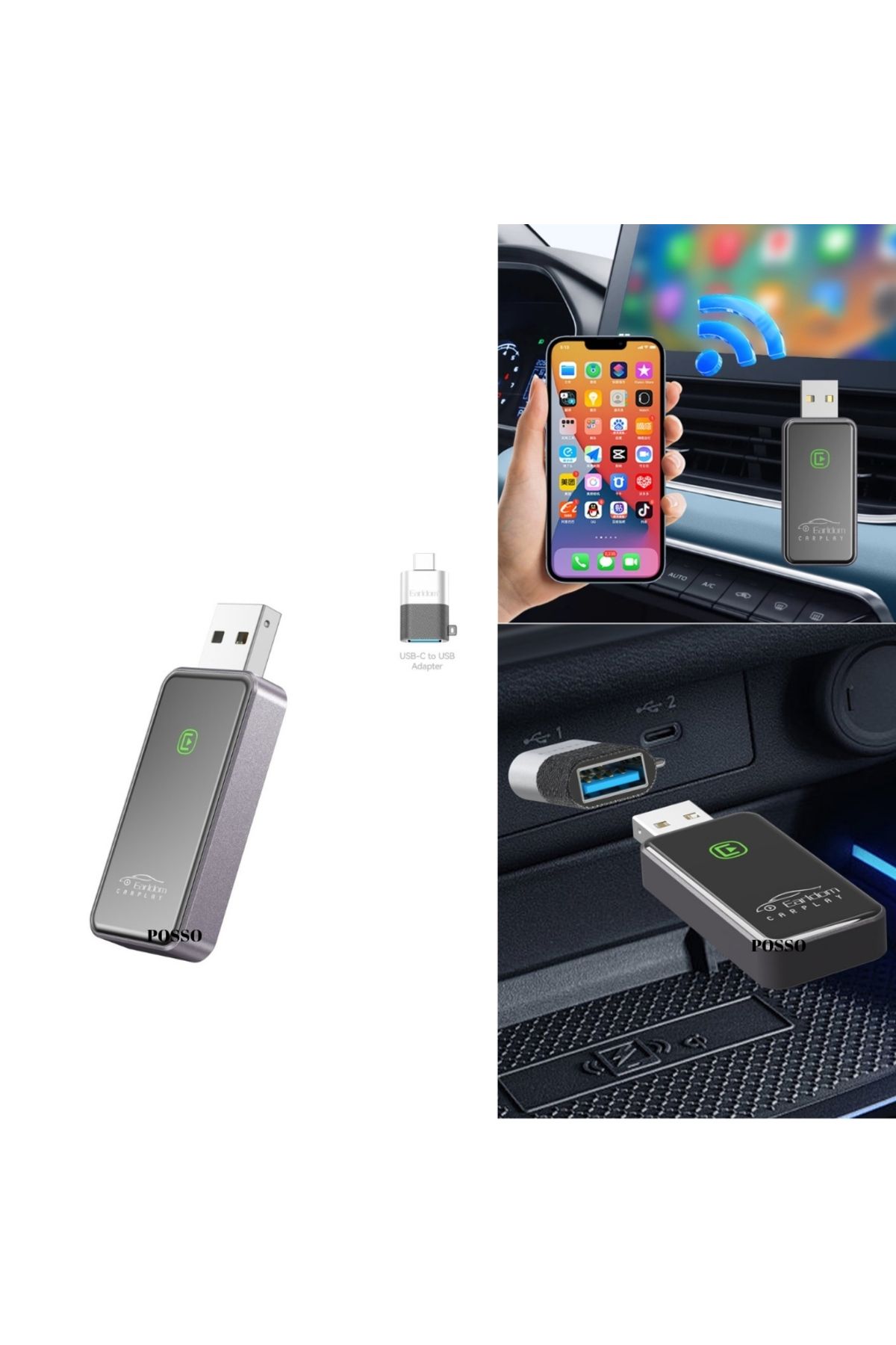 Earldom CarPlay Tak ÇalıştırMini USB Kablosuz...