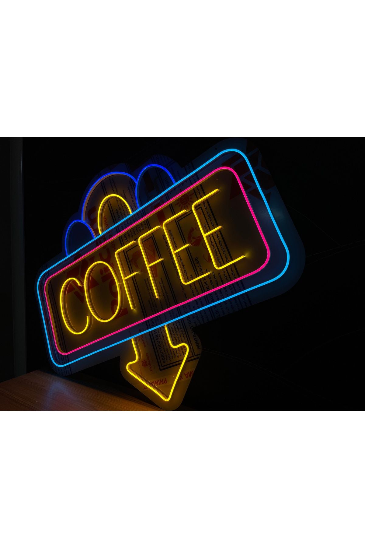 Neon LED Tabela Dekoratif Aydınlatma -Coffee, 100x85cm-