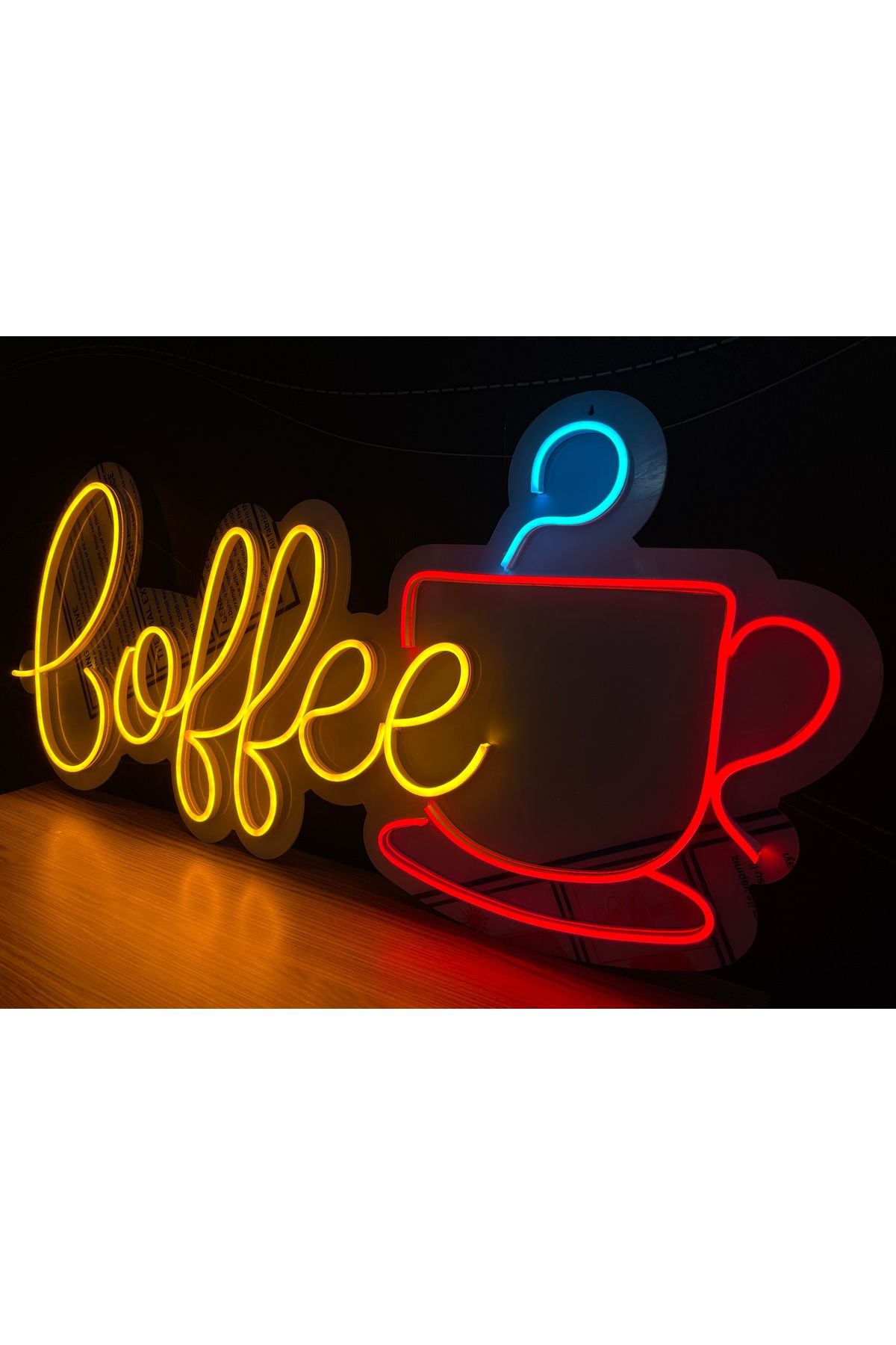 Neon LED Tabela Dekoratif Aydınlatma -Coffee, 90x38cm-