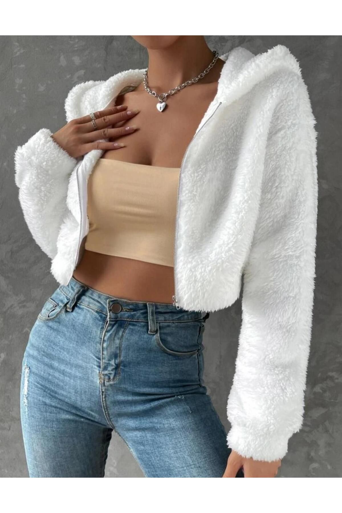 Kapüşonlu Crop Mont Sweatshirt