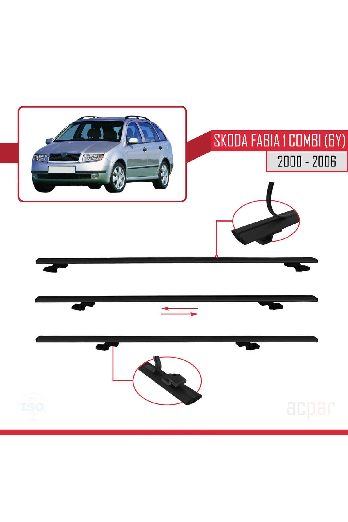 Skoda Fabia (6Y) Combi 2000-2006 Arası Ile Uyumlu Basıc Model Universal Ara Atkı Tavan Barı Siyah 3