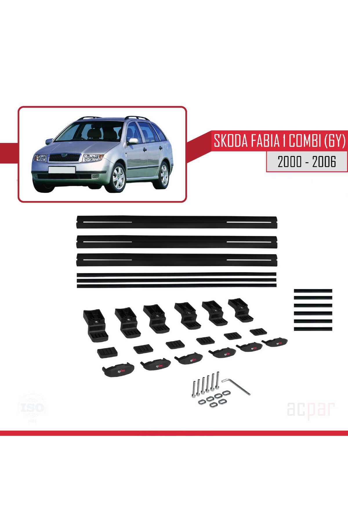 Skoda Fabia (6Y) Combi 2000-2006 Arası Ile Uyumlu Basıc Model Universal Ara Atkı Tavan Barı Siyah 3