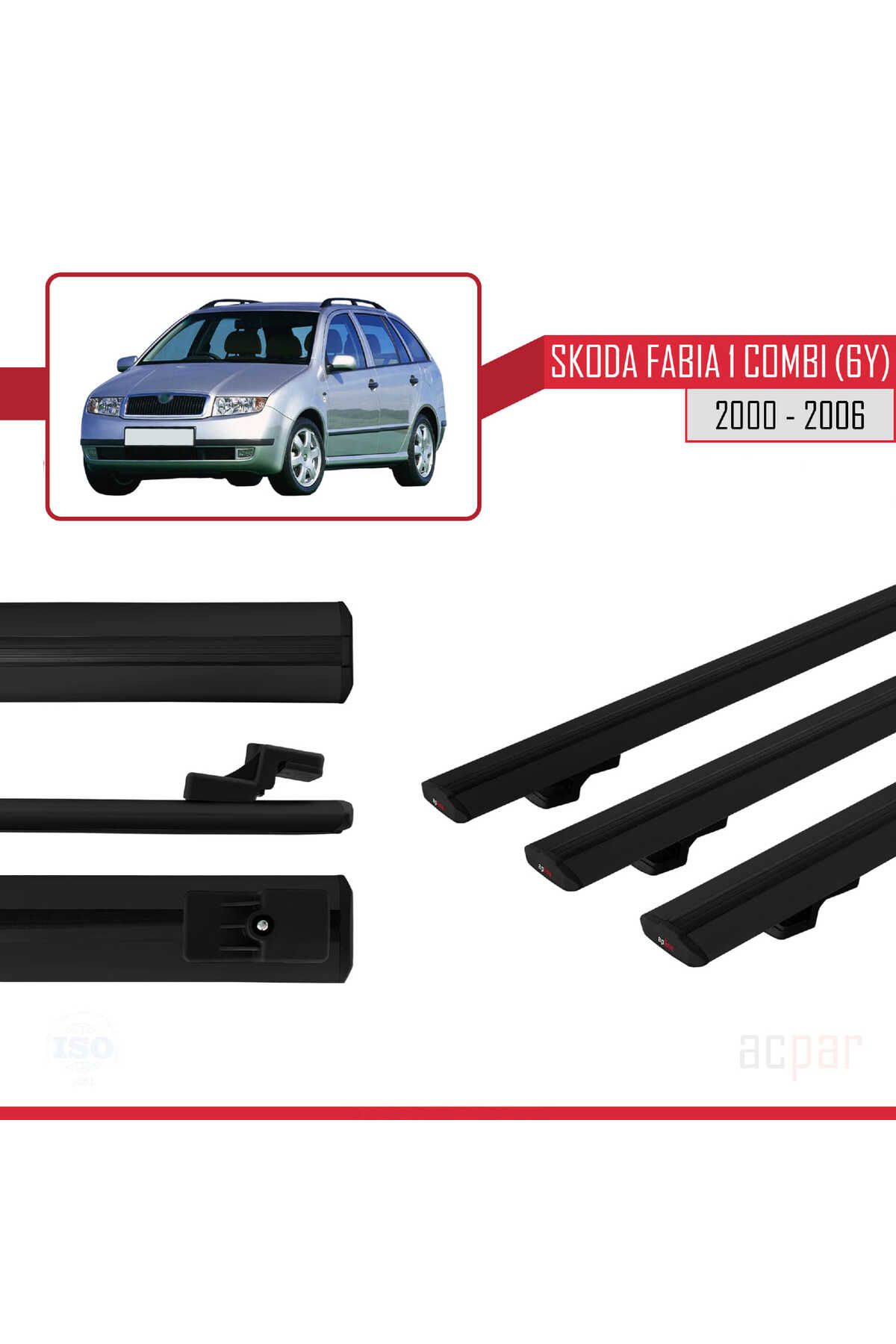 Skoda Fabia (6Y) Combi 2000-2006 Arası Ile Uyumlu Basıc Model Universal Ara Atkı Tavan Barı Siyah 3