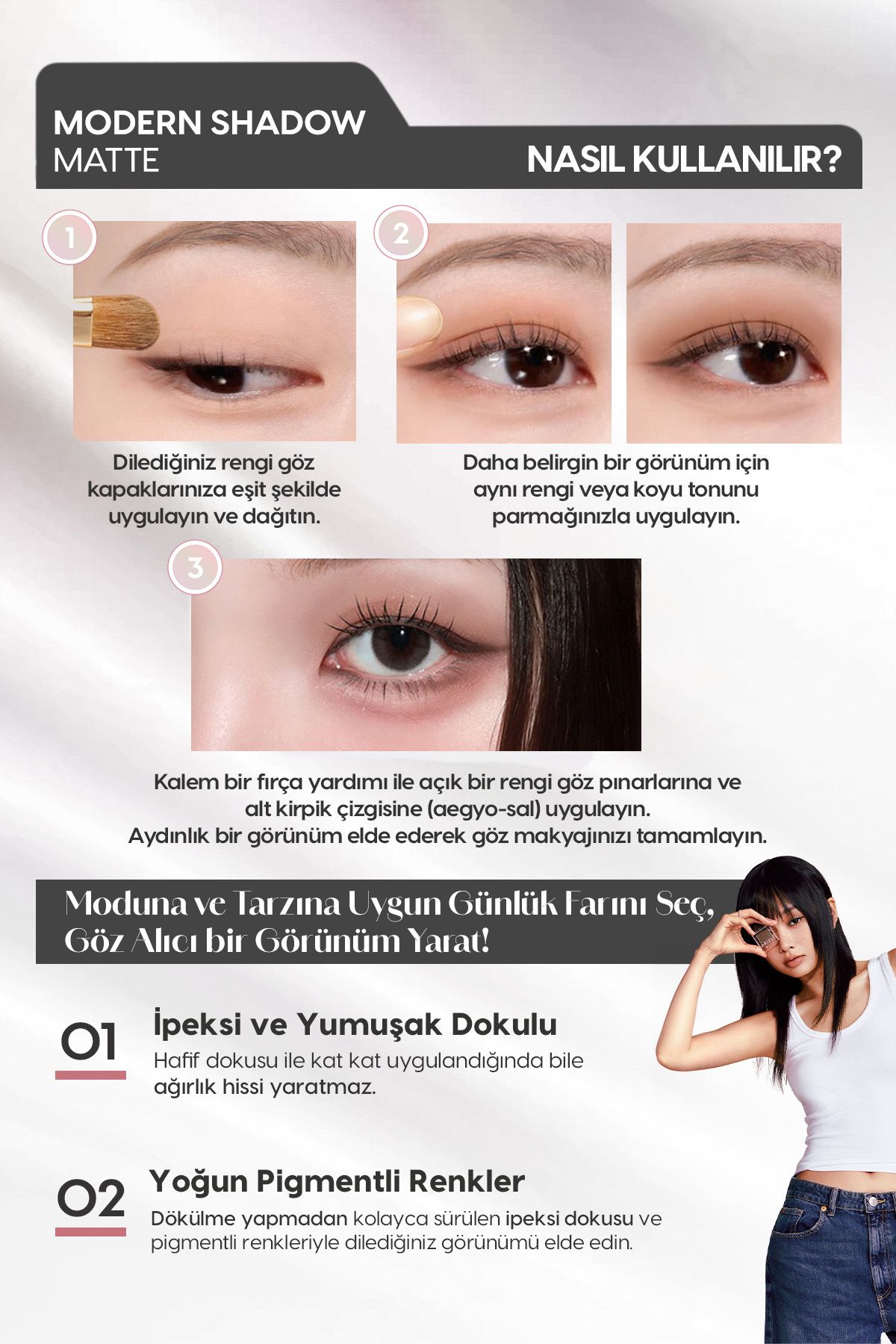 Yumuşak Dokulu, Dökülme Yapmayan Mat Tekli Göz Farı Modern Shadow Matte (101 Pale Bloom)