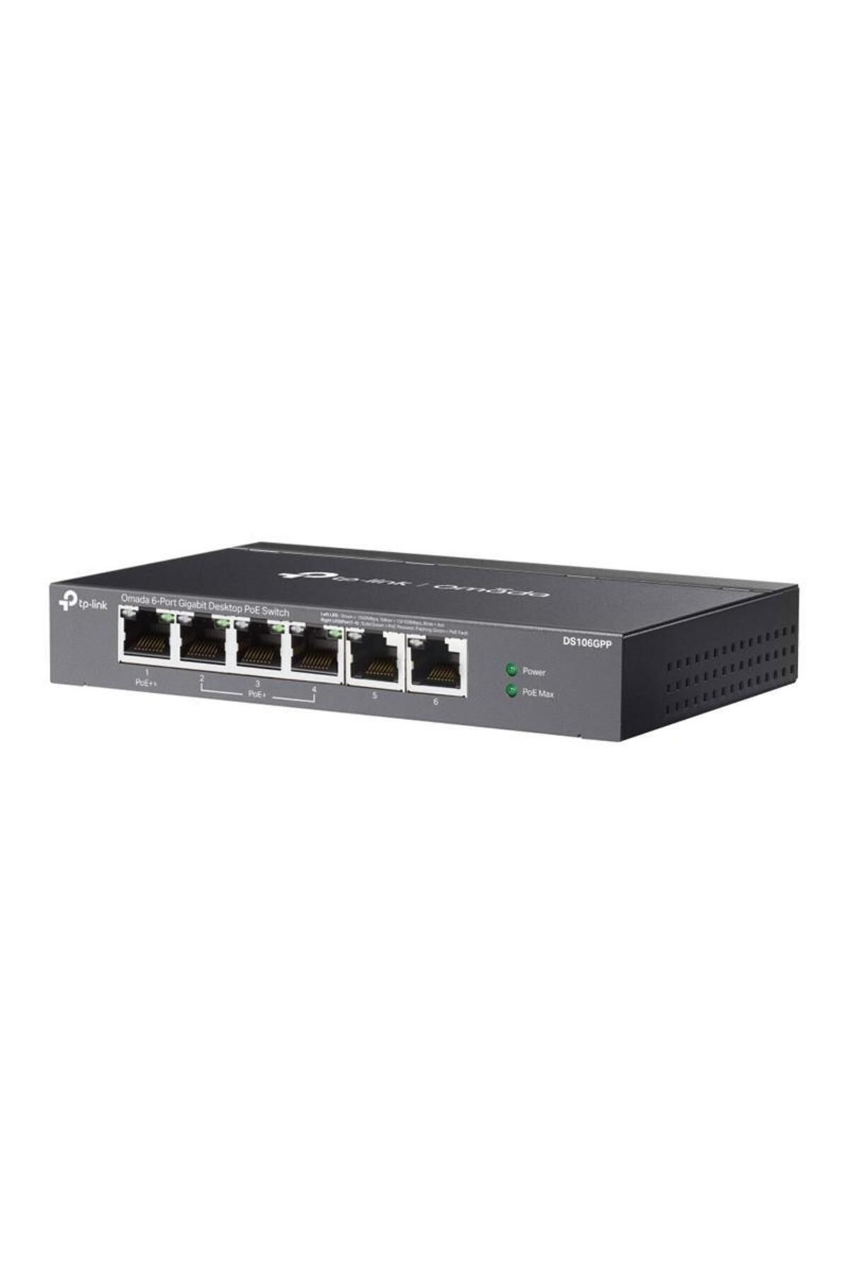 OMADA DS106GPP 4 PORT GIGABIT+2 PORT GIGABIT UPLINK 64W 250 METRE POE MESAFE METAL KASA SWIT