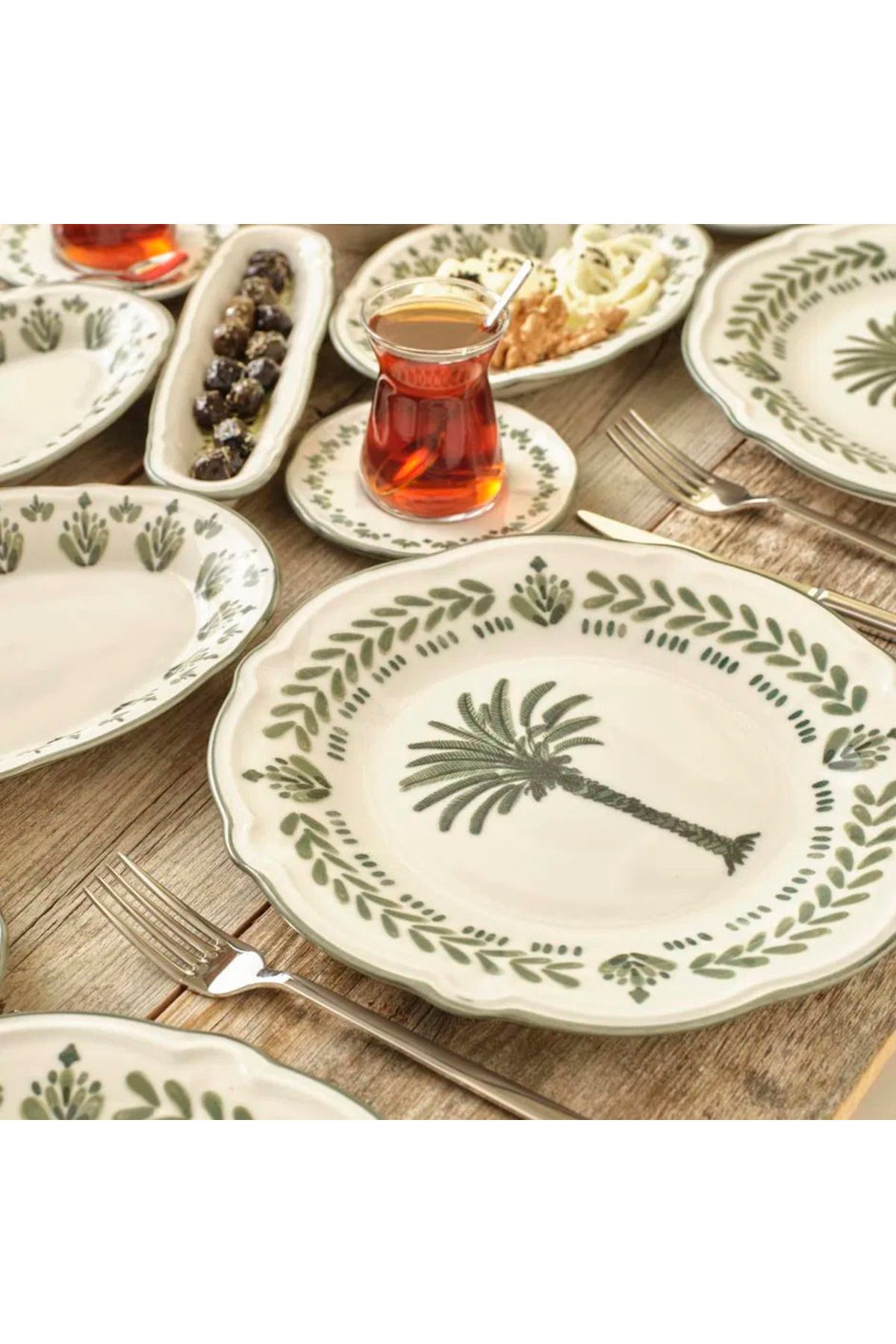 Alice Stoneware 44 Parça 6 Kişilik Kahvaltı Takımı Yeşil