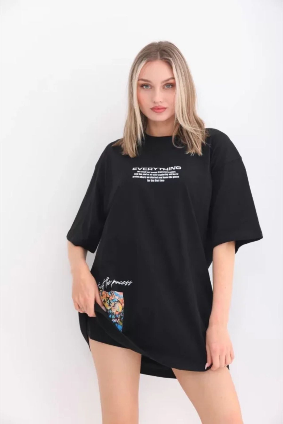 BEYD Unisex Bisiklet YakaBaskılı Oversize T-S...