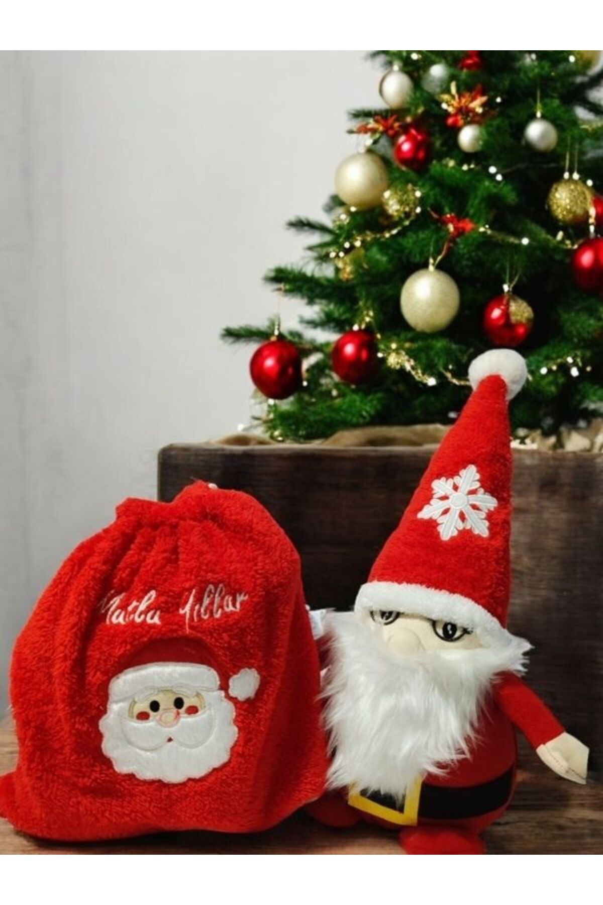 Mellito Noel Baba ve Çantası,Peluş 45 Cm Yılb...