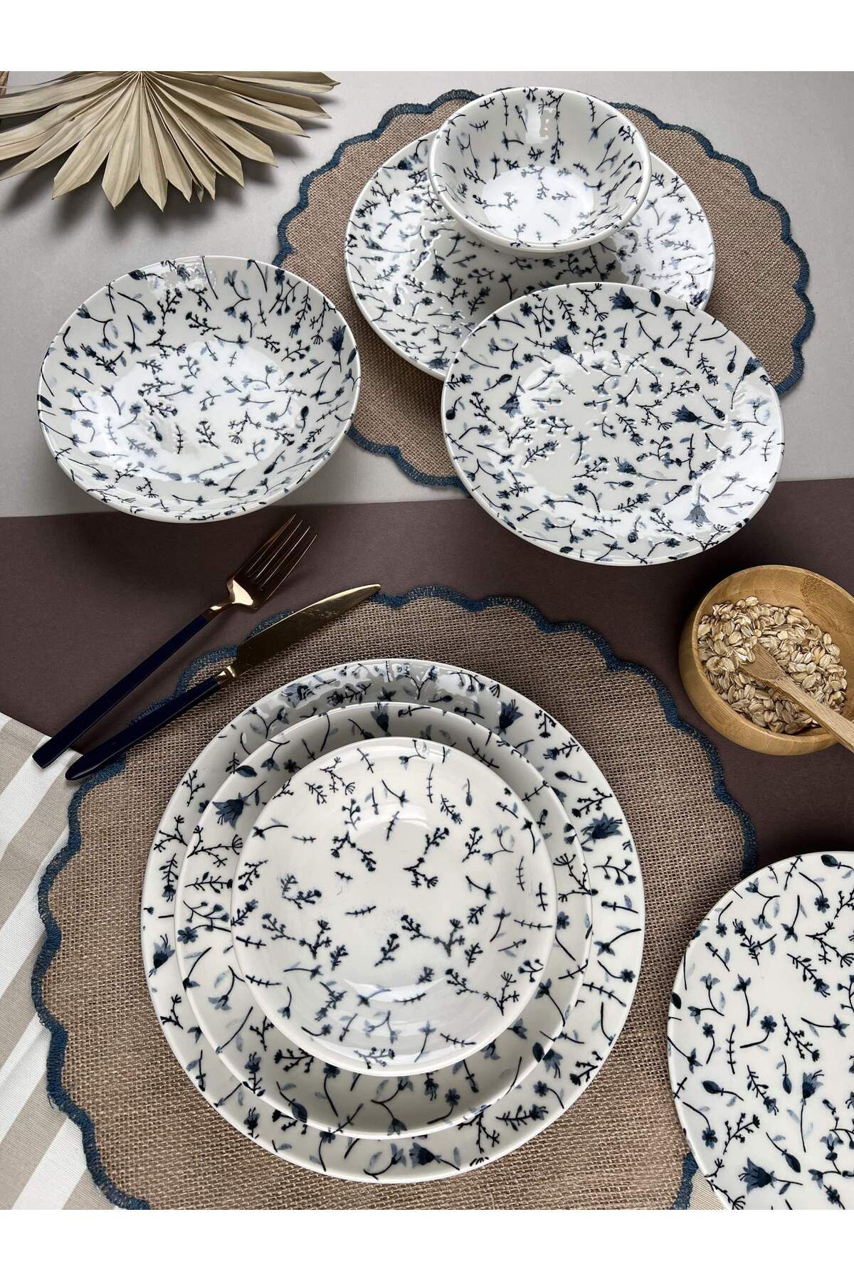 Kadıkızı Blue Bells 24 Parça 6 Kişilik Fine Stoneware Yemek Takımı