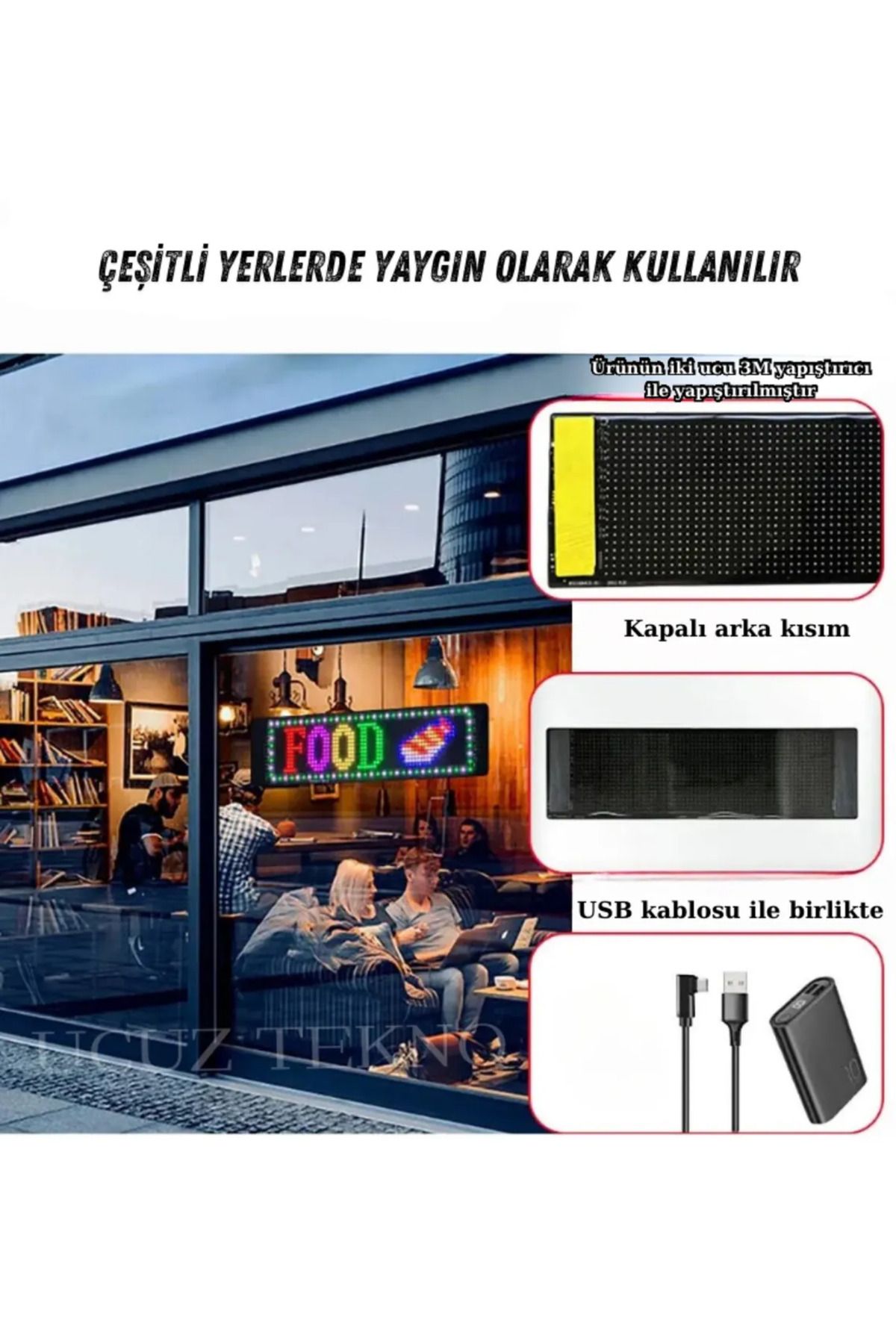 VOLVO S90 uyumlu Araç İçi Dijital Ekran – 9 cm x 37 cm 16x64 RGB LED Matrix Panel