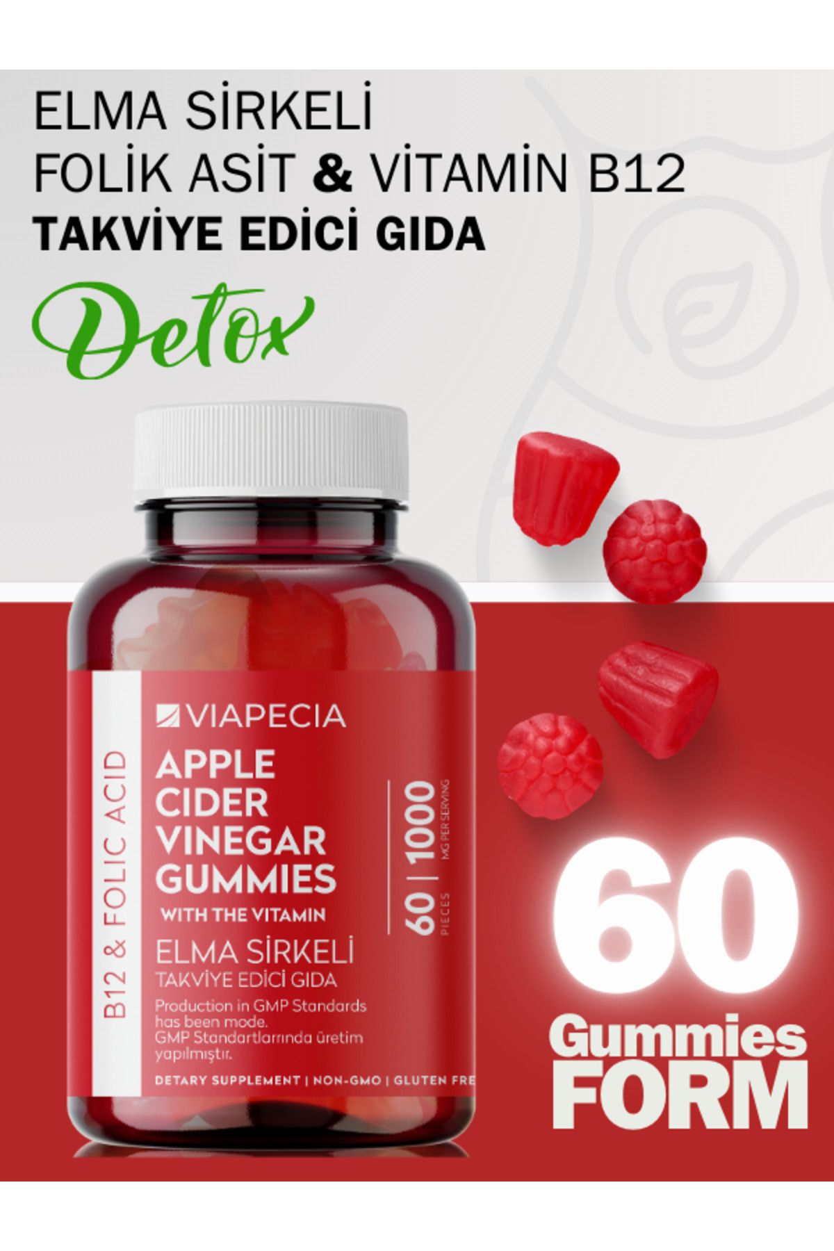 Viapecia Elma Sirkeli B12 &Folik Asit Gummy 6...