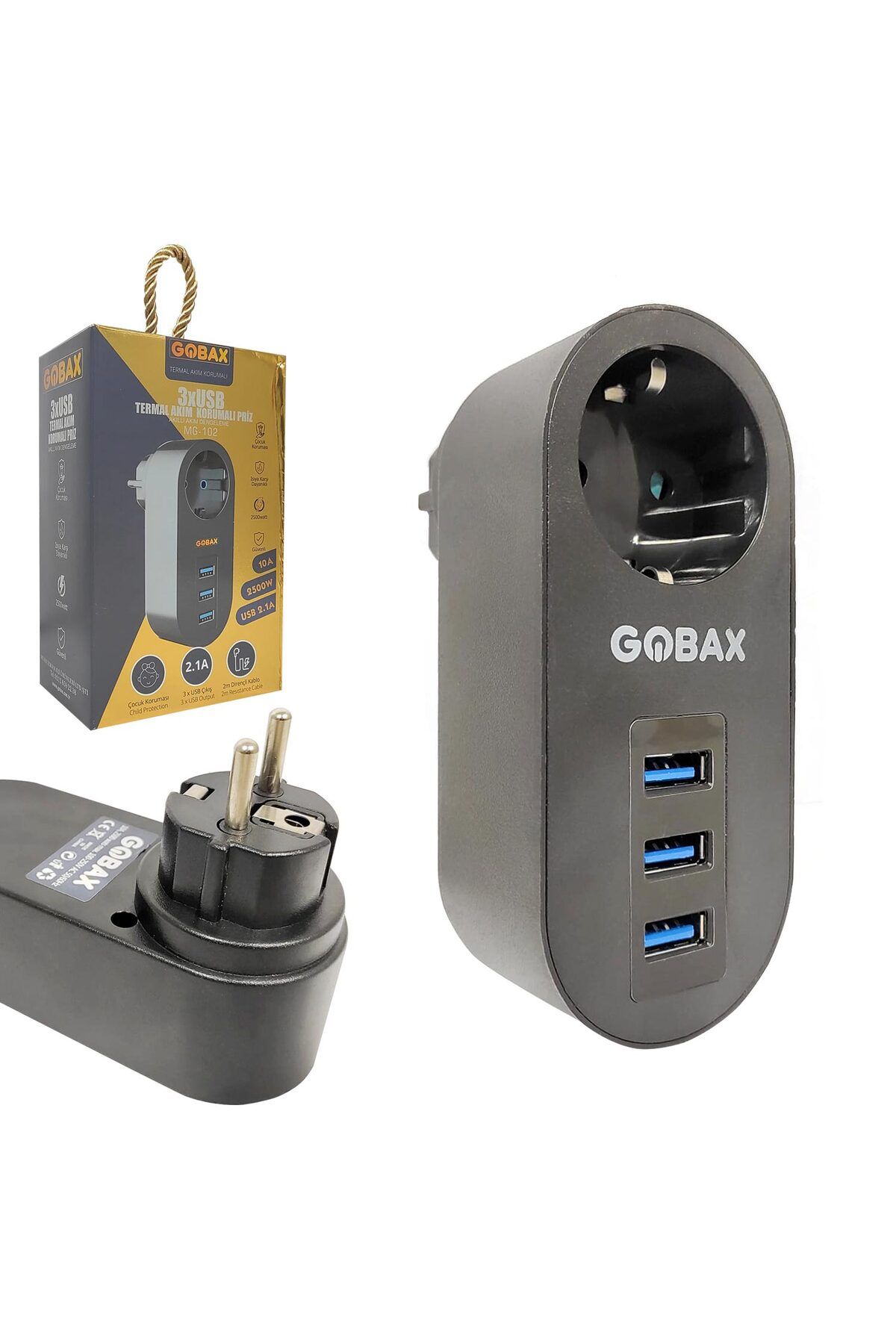 GOBAX Mg-102 Tekli AkımKorumalı Priz 2500 Wat...