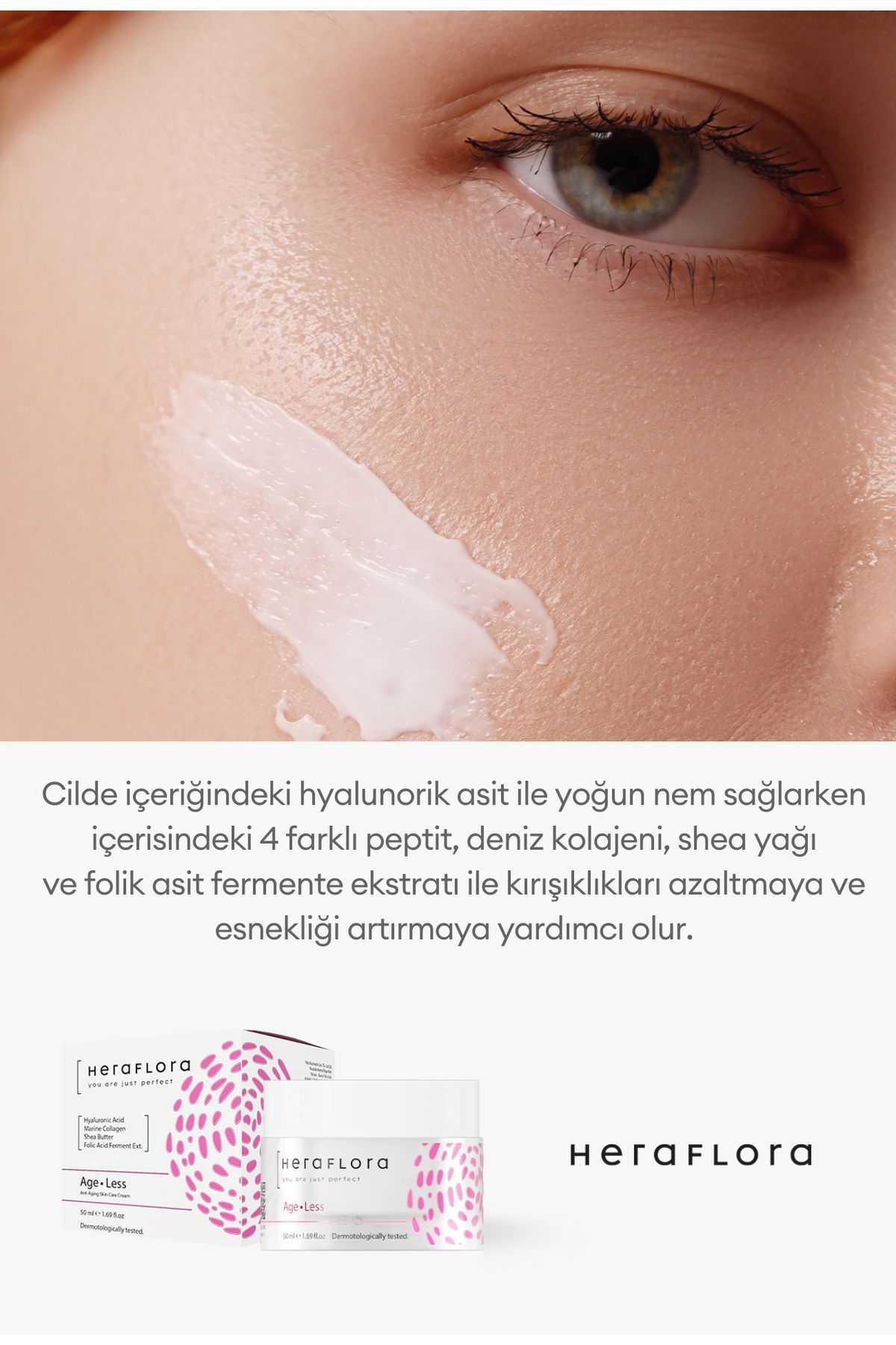 Age Less Su Bazlı Yaşlanma Karşıtı Hyalüronik Asit,Kolajen,Folik Asit Bakım Kremi 50 ml