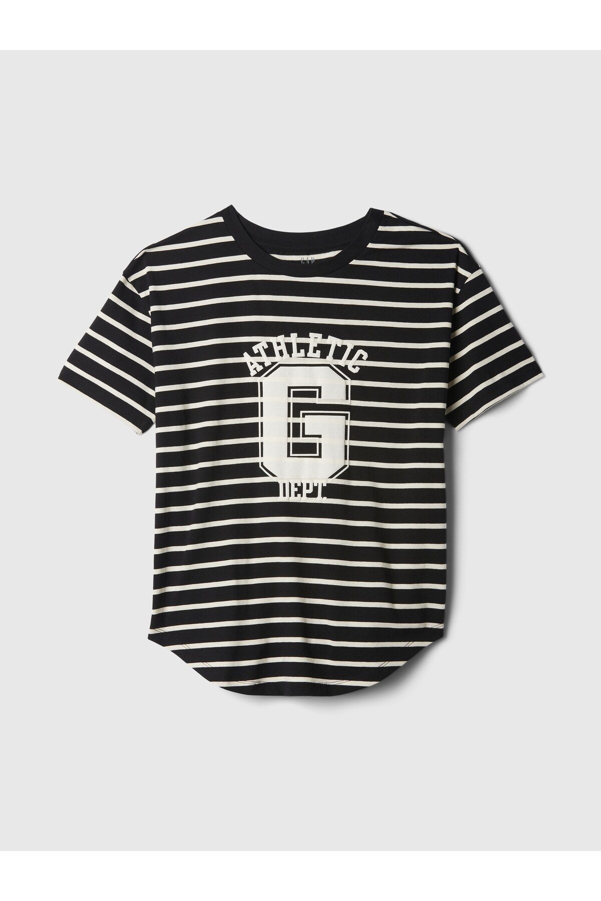 Kadın Siyah Organik Pamuk Gap Logo Oversized Boyfriend T-Shirt