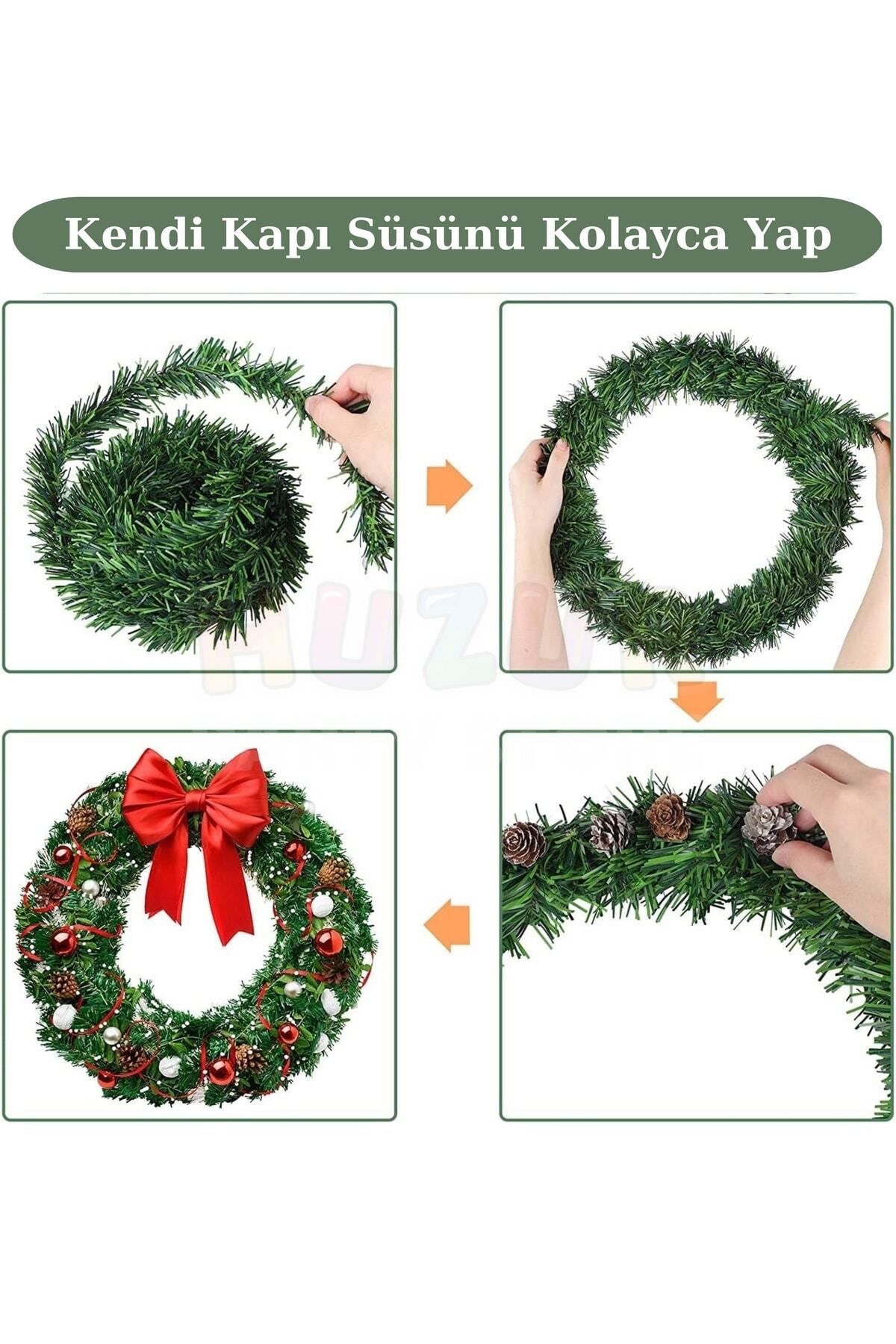 5 Metre X 70mm Yeşil Çam Dalı Şerit Garland Yılbaşı Yeni Yıl Ağacı Gürleştirici Dekor... 492KSERI