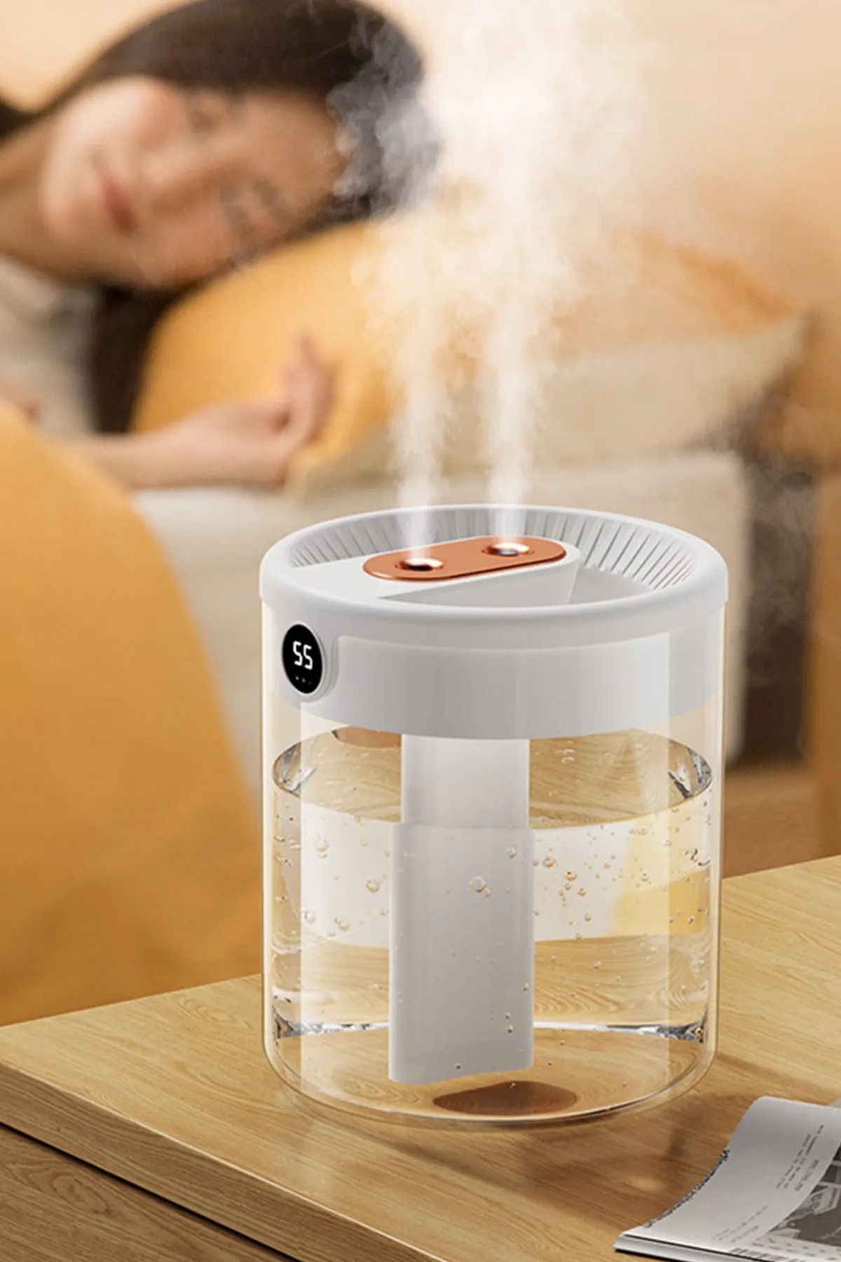 Şeffaf Humidifier Ultrasonik Dijital Göstergeli Hava Nemlendirici Buhar Makinesi Ve Aroma Difüzörü