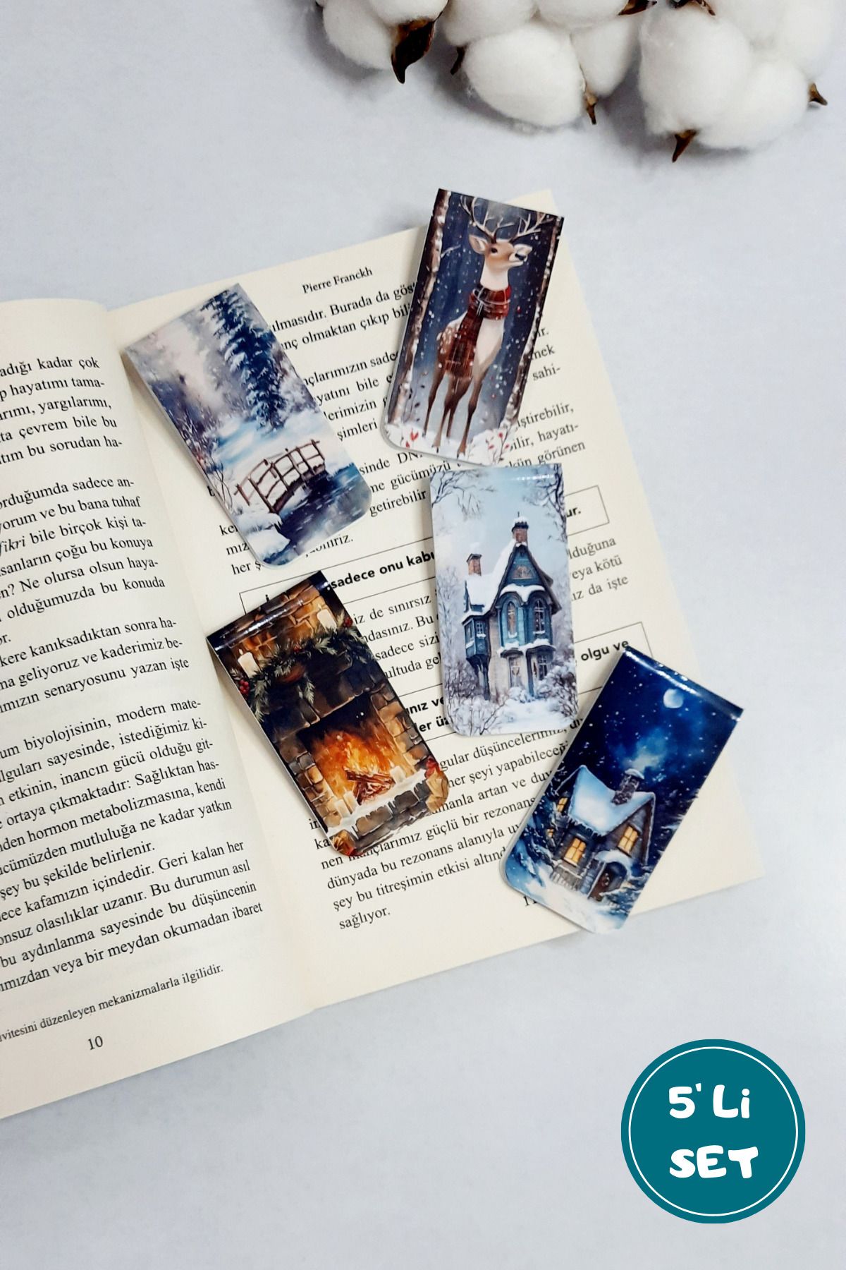 Kış Kar Orman Doğa Mıknatıslı Kitap Ayracı Magnetic Bookmark / 5 Li Set- Yılbaşı Karne Hediyesi