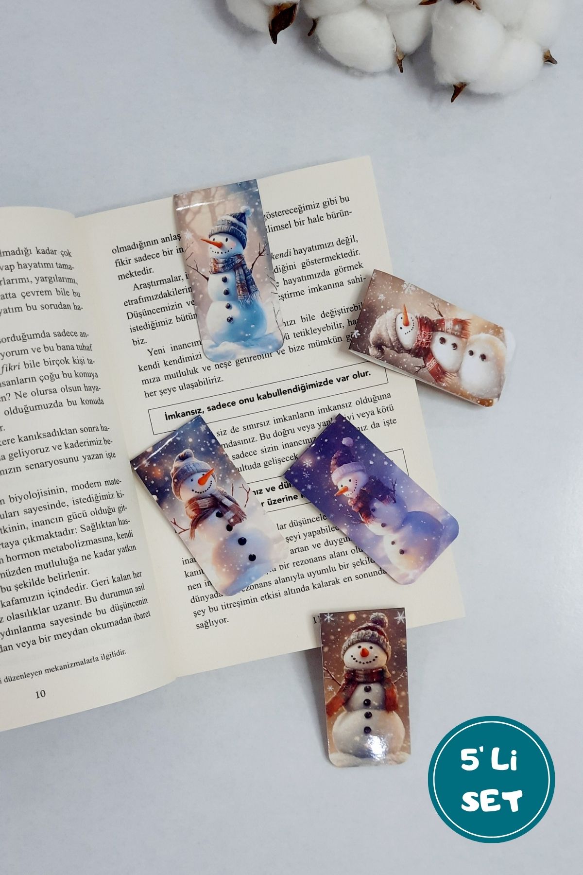 Kış Kardan Adam Doğa Mıknatıslı Kitap Ayracı Magnetic Bookmark / 5 Li Set- Yılbaşı Karne Hediyesi