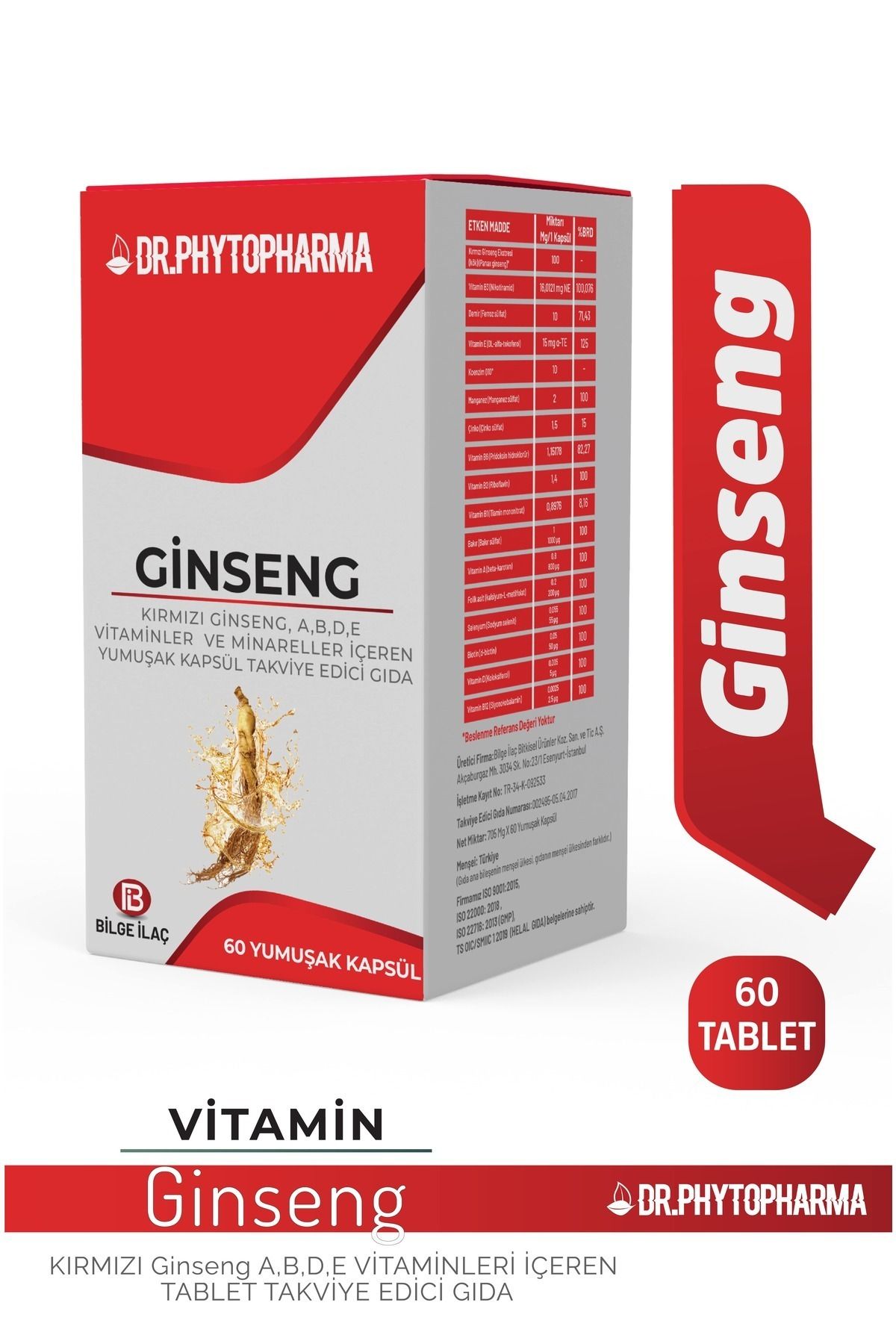 Dr Phytopharma KırmızıGinseng, A,B,D,E Vitami...