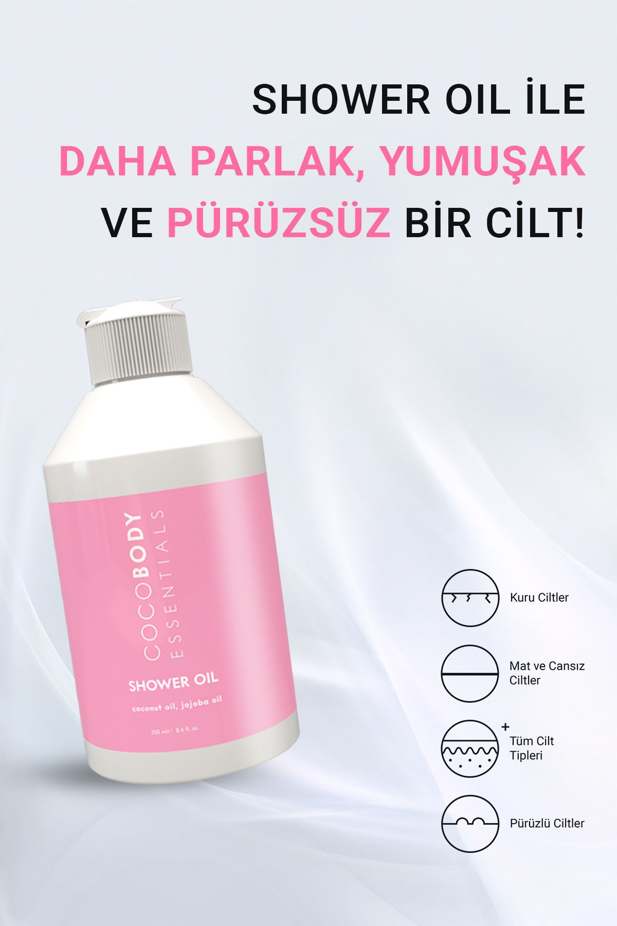 Body Scrub & Shower Oil Cilt Pürüzsüzleştirici, Batık ve Çilek Giderici Set