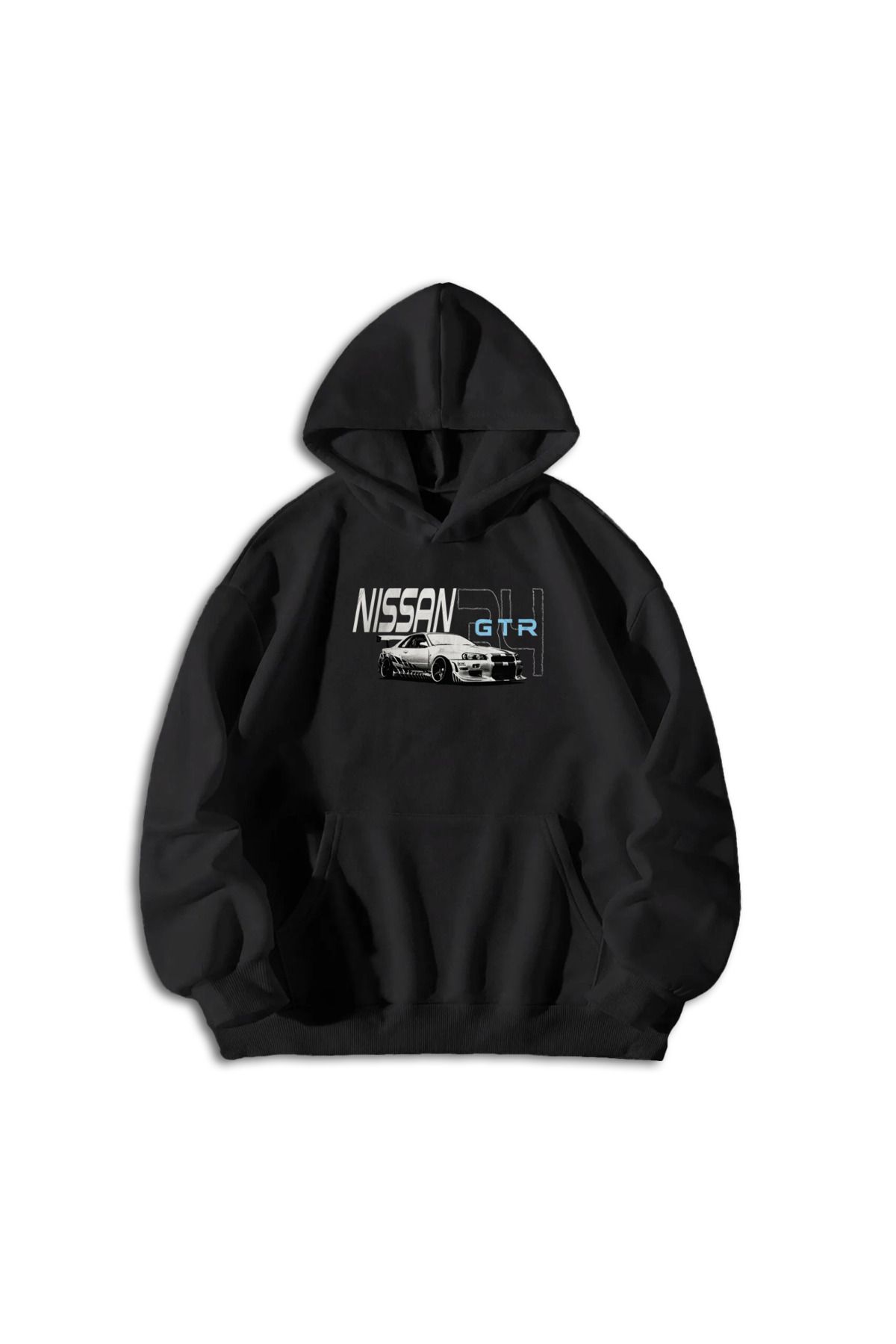 Unisex Nissan GTR Baskı Detaylı Rahat Kapüşonlu Sweatshirt - Hoodie