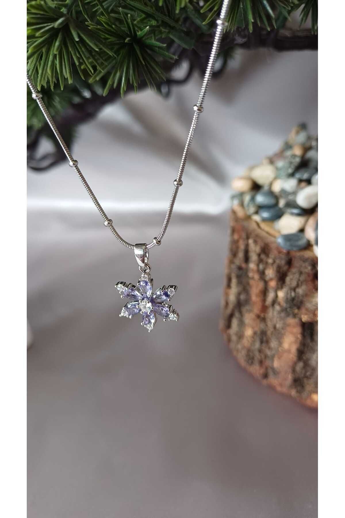 ELVİVA JEWELLERY Lotus GümüşMor Renk 316l Çel...