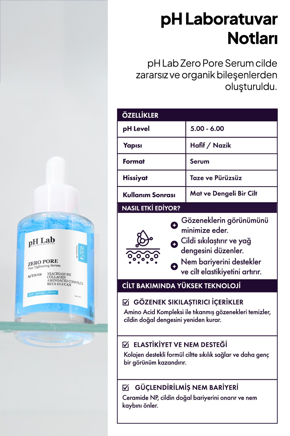 Phlab Zero Pore Gözenek Sıkılaştırıcı Serum, Gözenek Temizleyici Bakım Serumu