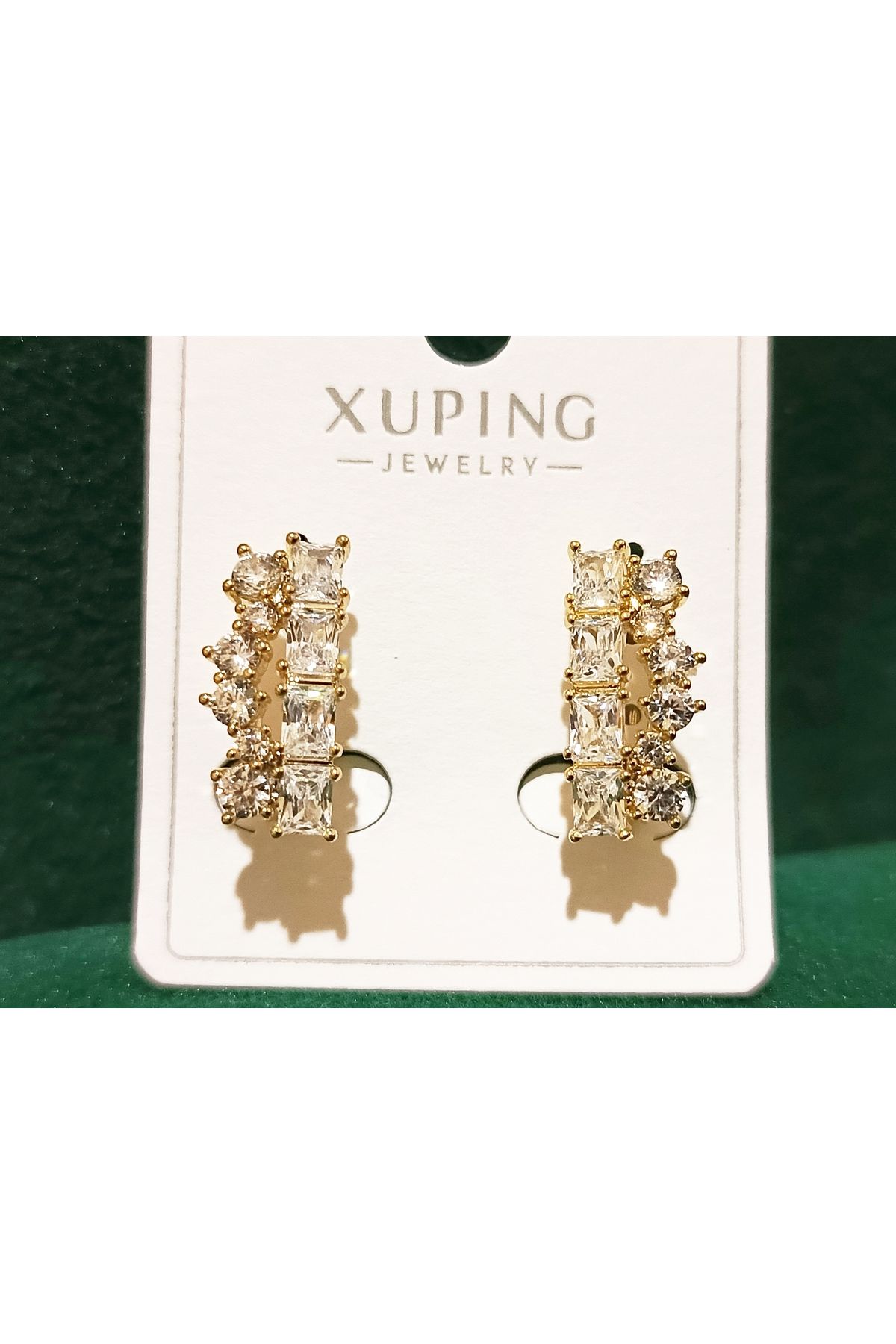 XUPING JEWELRY PASLANMAZÇELİK TAŞLI GOLD KÜPE