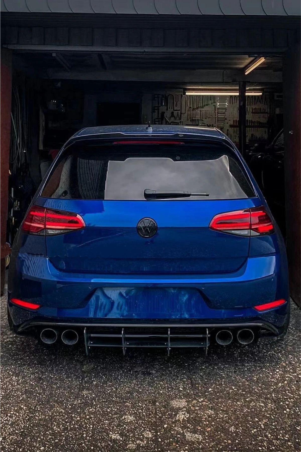 Volkswagen Golf 7.5 R Tampon için Çift Kat 4lü Difüzör Flap-Flapları-Bıçakları KALIN PARLAK SİYAH