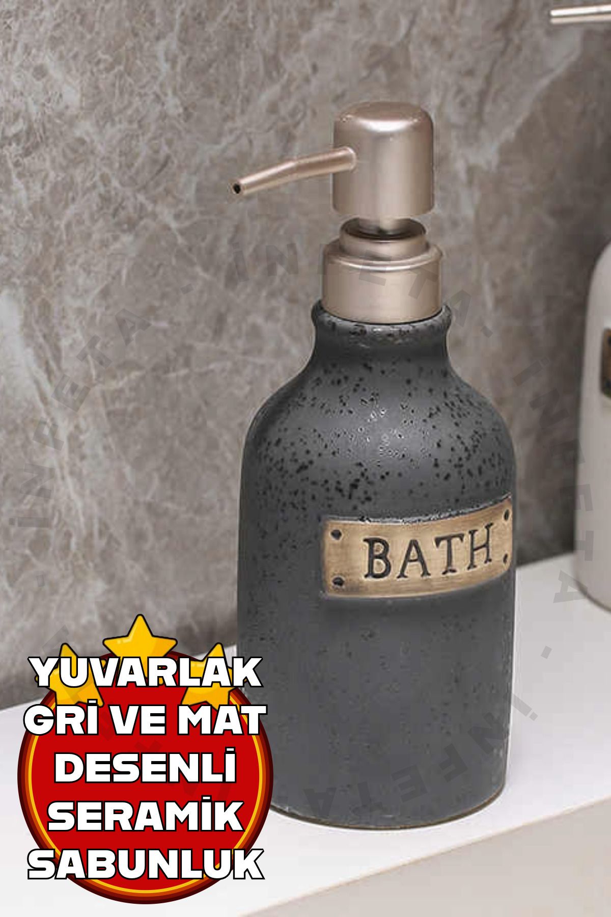 İnfeta Yuvarlak Gri ve MatDesenli Dekoratif S...