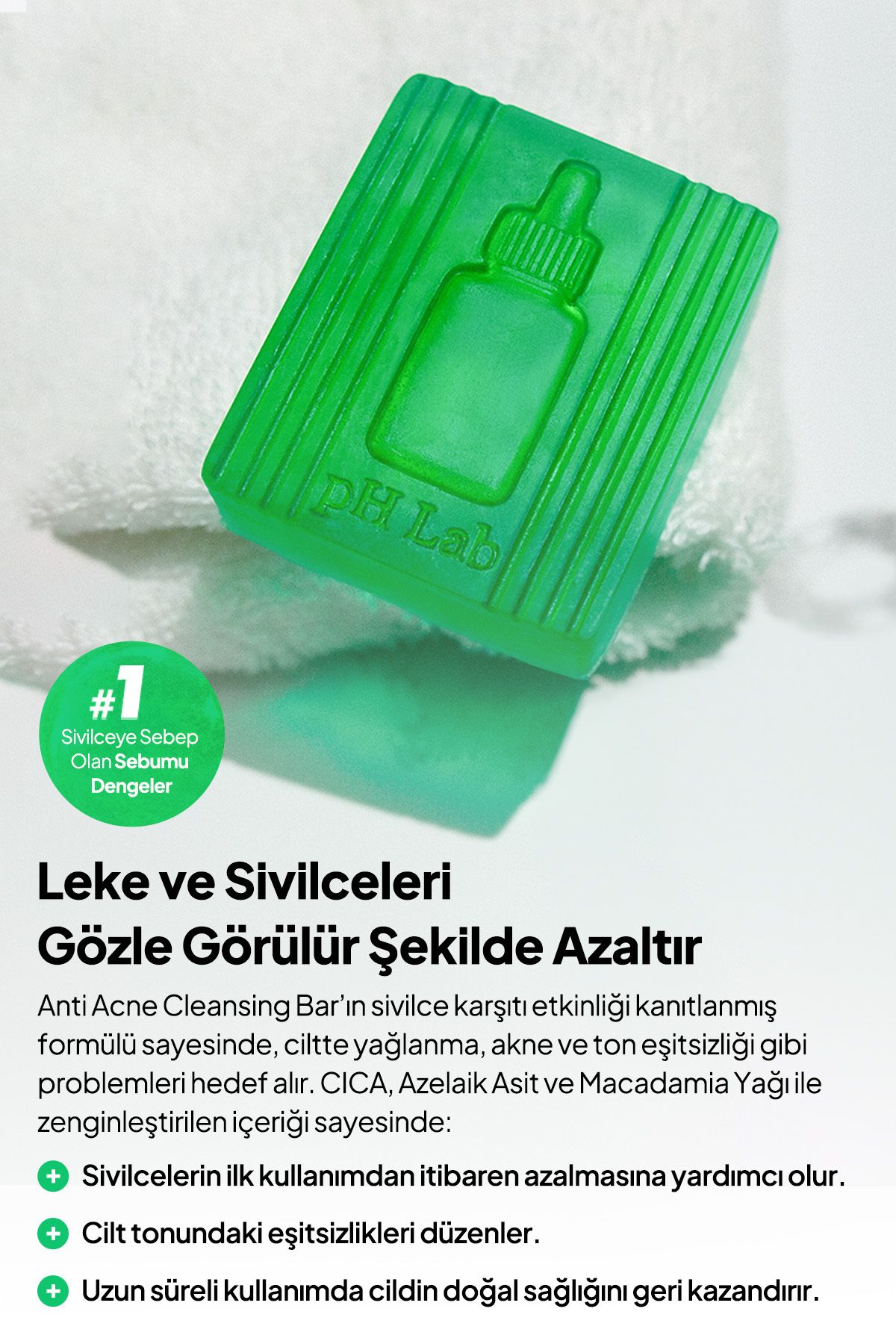 Phlab Anti Acne 3x Serumu Etkili Temizleme Barı, Karşıtı Sabunu