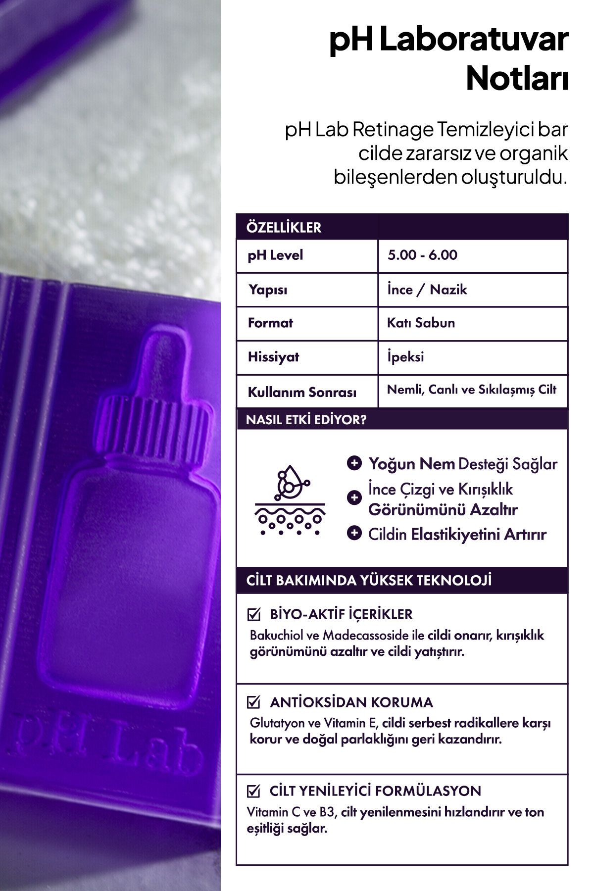 Phlab Retinage Yaşlanma Karşıtı Yüz Serumu Etkili Kırışıklık Karşıtı Yüz Temizleme Barı