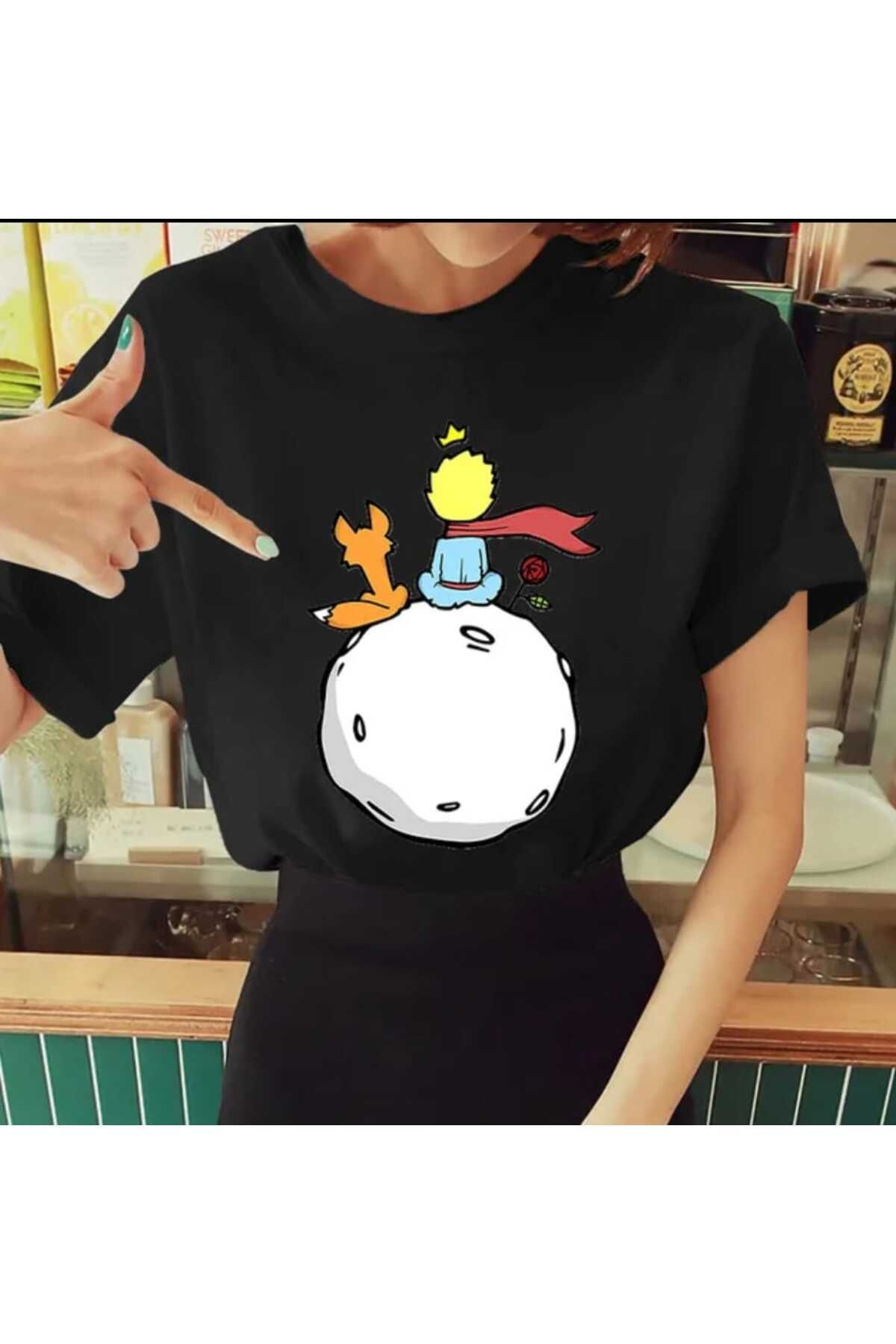 Küçük Prens Baskılı Oversize Salaş Boyfriend T-shirt 1