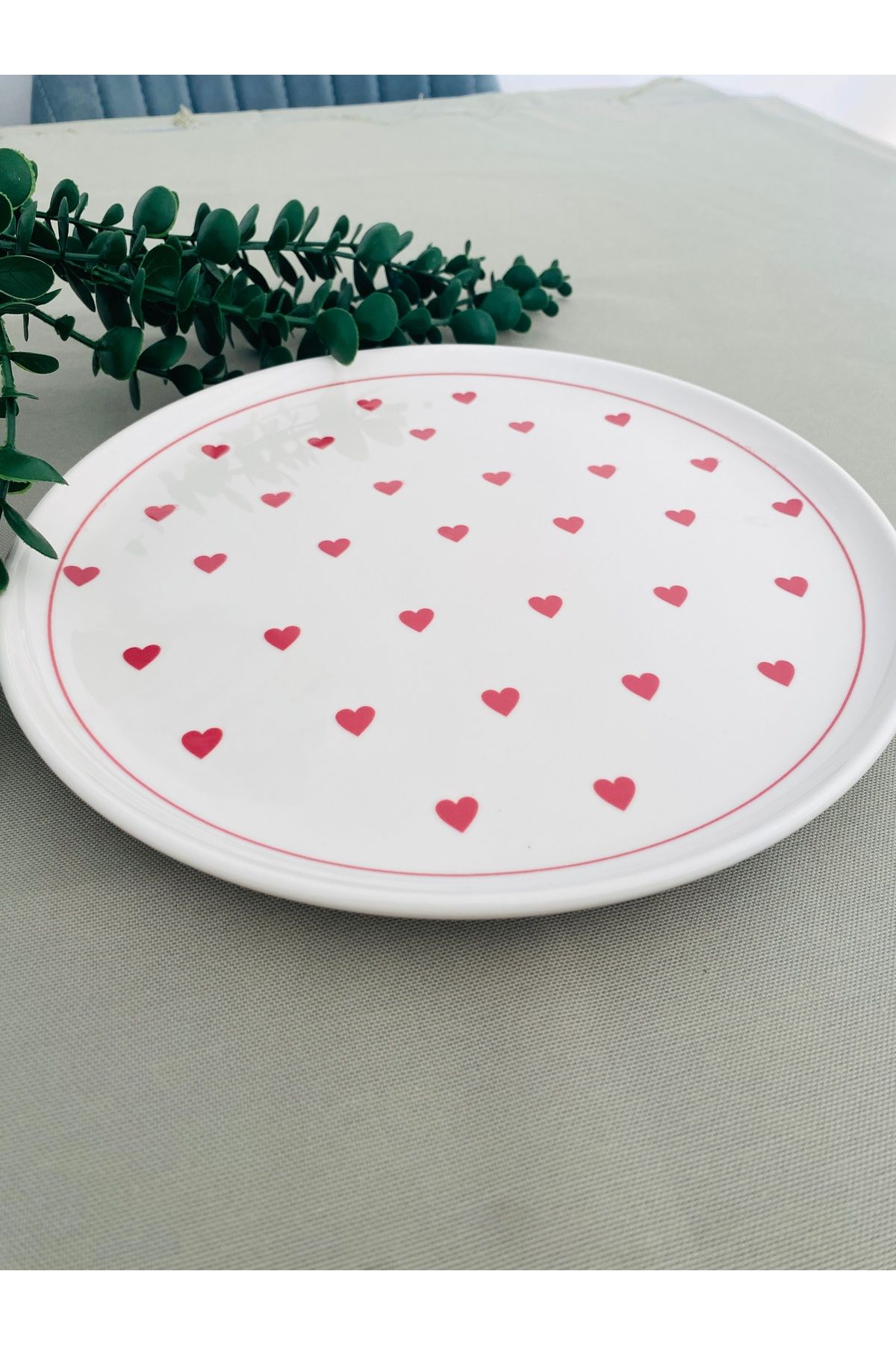 Love Pembe Kalp 25 cm Büyük servis Tabağı