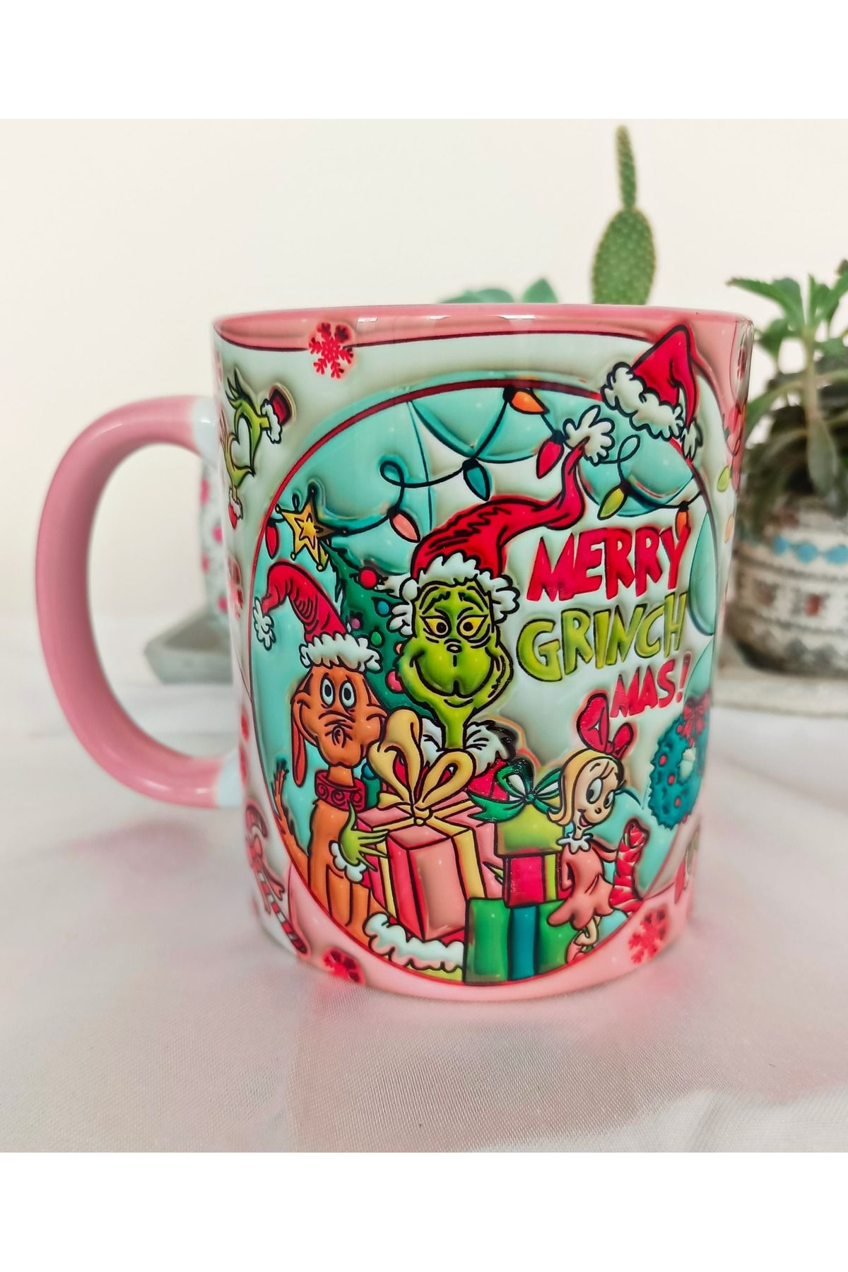 Mugs and love Merry Grinchmas3d görsel baskı...