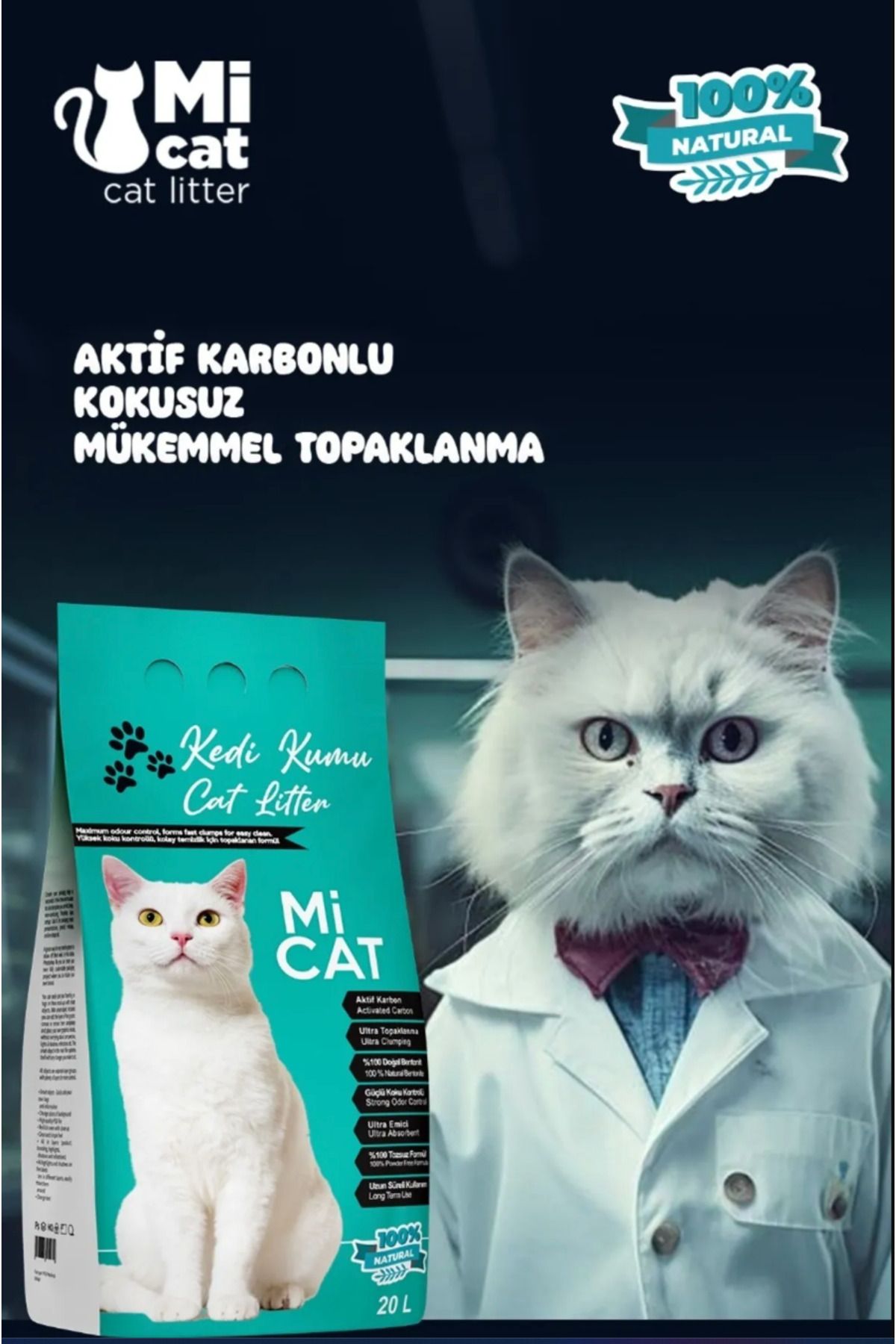 Mİ CAT 20 Litre Natural AktifKarbonlu Kokusuz...