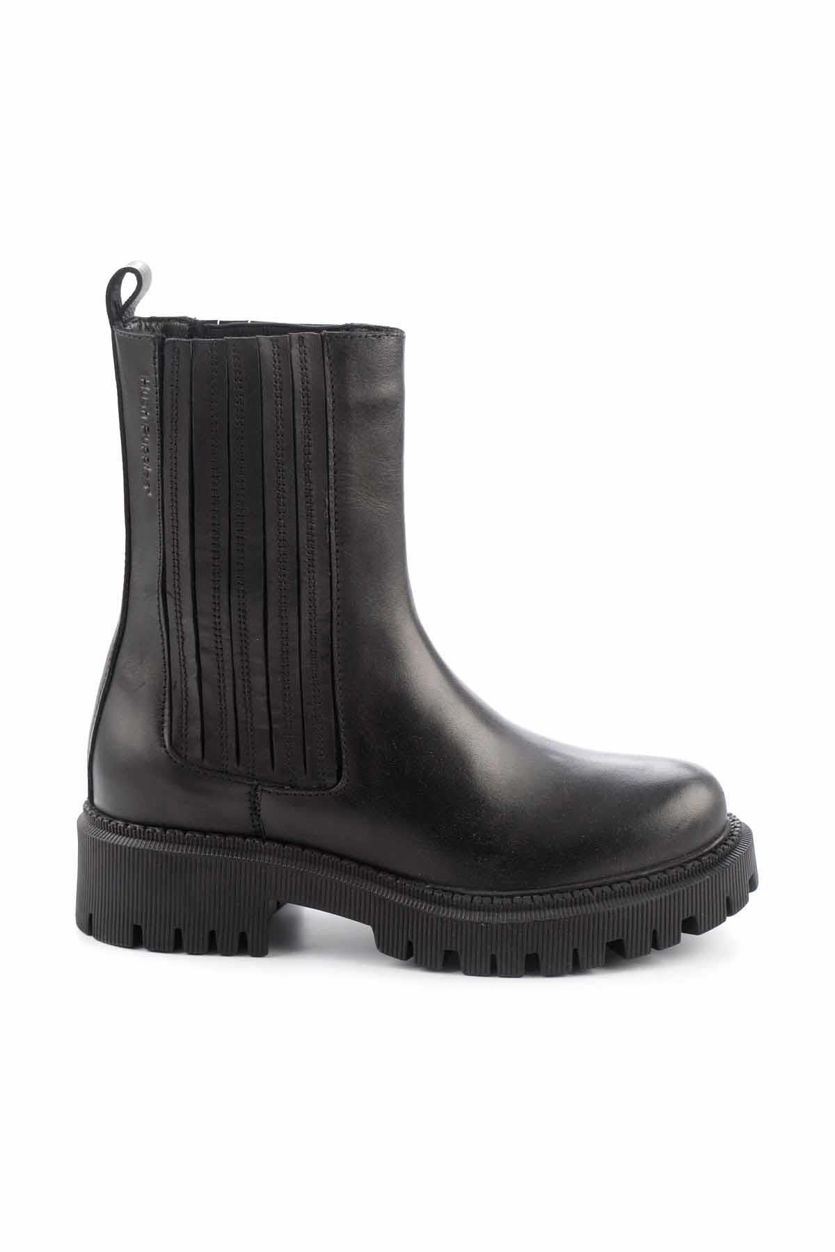 Black Hakiki Deri Kadın Bot & Bootie Hp0144182403