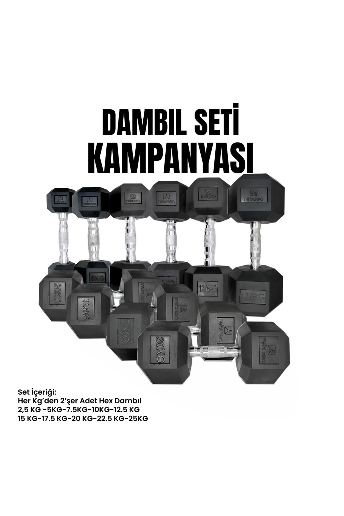 Rebuwo Hex Dambıl Set(2,5KG-25KG)