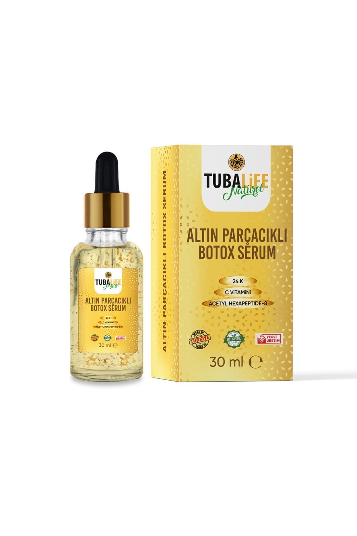 24k Altın Parçacıklı Kırışıklık Karşıtı Botoks Etkili Cilt Bakım Serumu - Yaşlanma Karşıtı - 30 ml