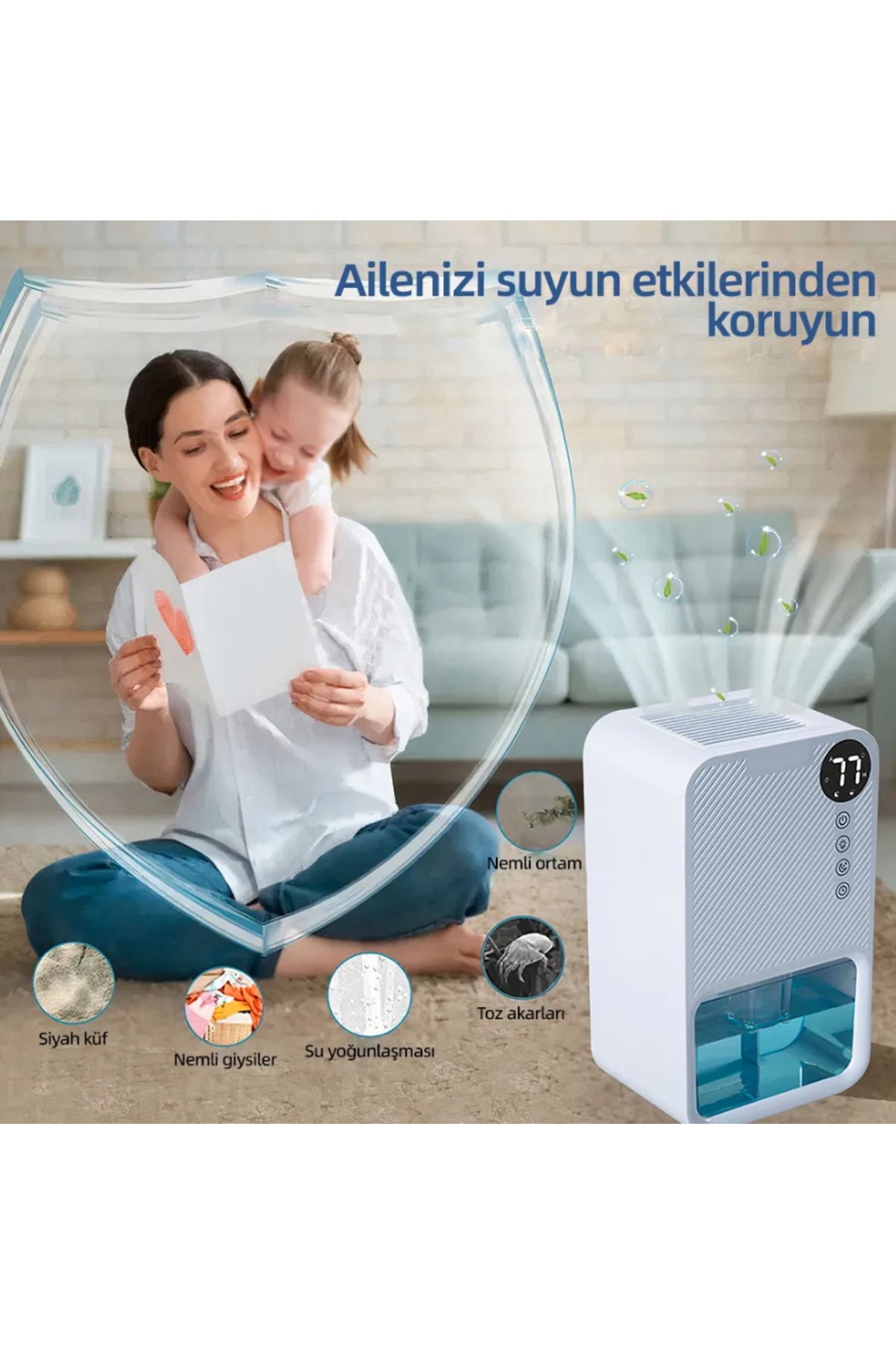 1100ml Dijital Hava Iyileştirici Ve Ev Tipi Nem Alma Cihazı Masaüstü Mini