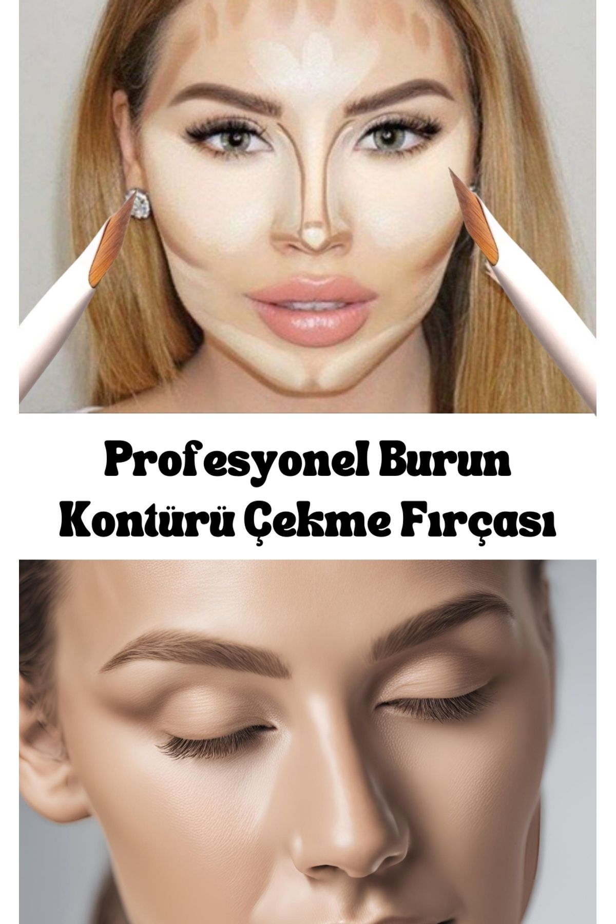 Çekici Kaş Fırçası Dumanlı Göz Farı Kalemi Fırçası Eyeliner Çekme Burun Kontur Makyaj Fırçası